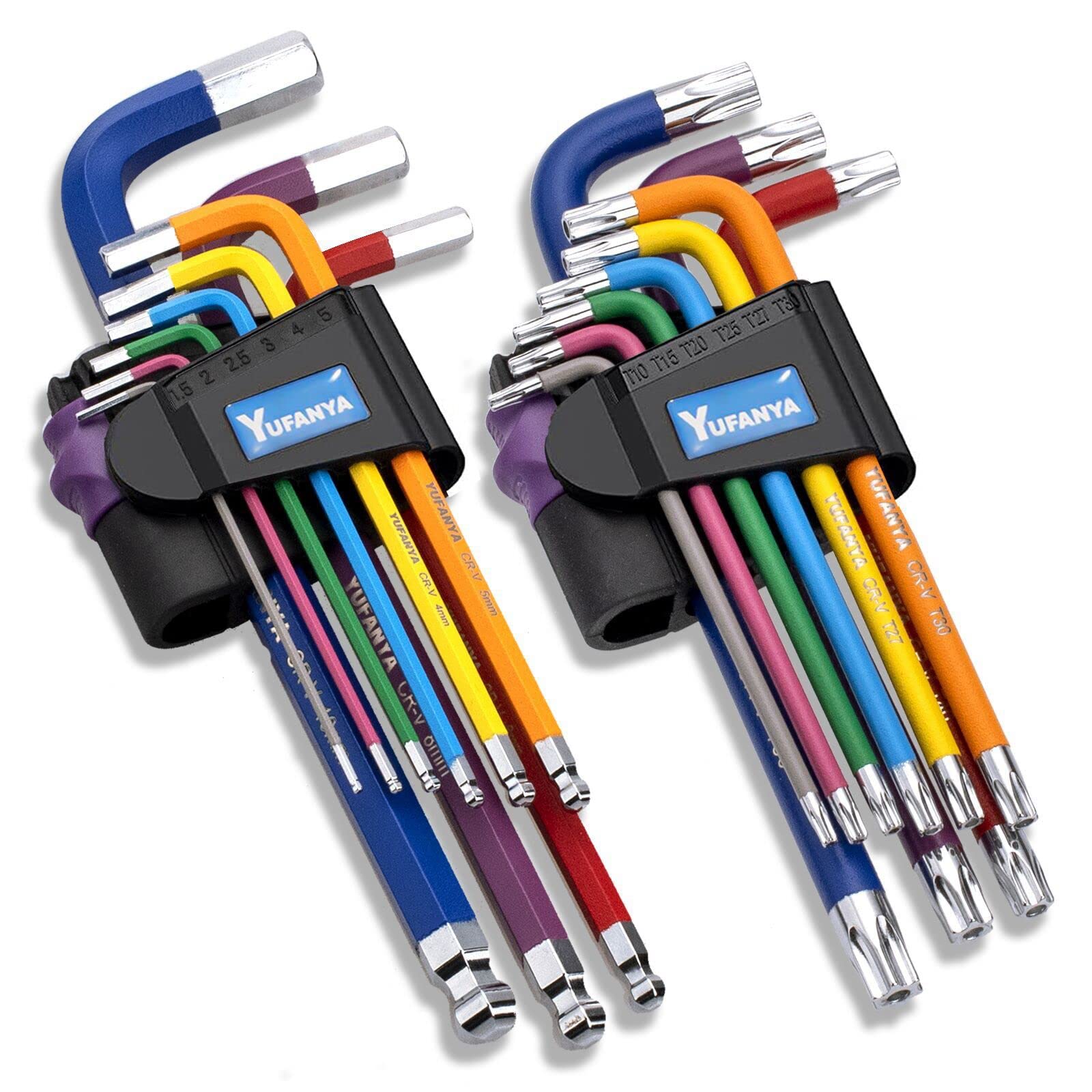 YUFANYA 18-Piece Torx & Hex Key Wrench Set (T10-T50, 1.5-10mm) - Premium CRV Steel, Durable Industrial Tools in Portable Case - Perfect for Automotive Repair, Bike Maintenance & DIY Projects