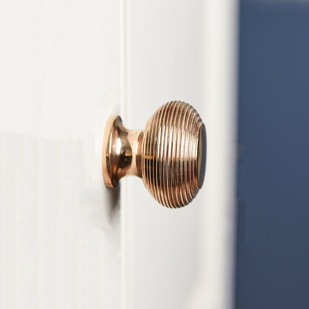 Polished Bronze Beehive Cabinet Knobs - Vintage Style Drawer Pulls for Kitchen, Bathroom & Furniture - 10 Pack (1.25 inch) - Perfect for Home Renovation & DIY Projects