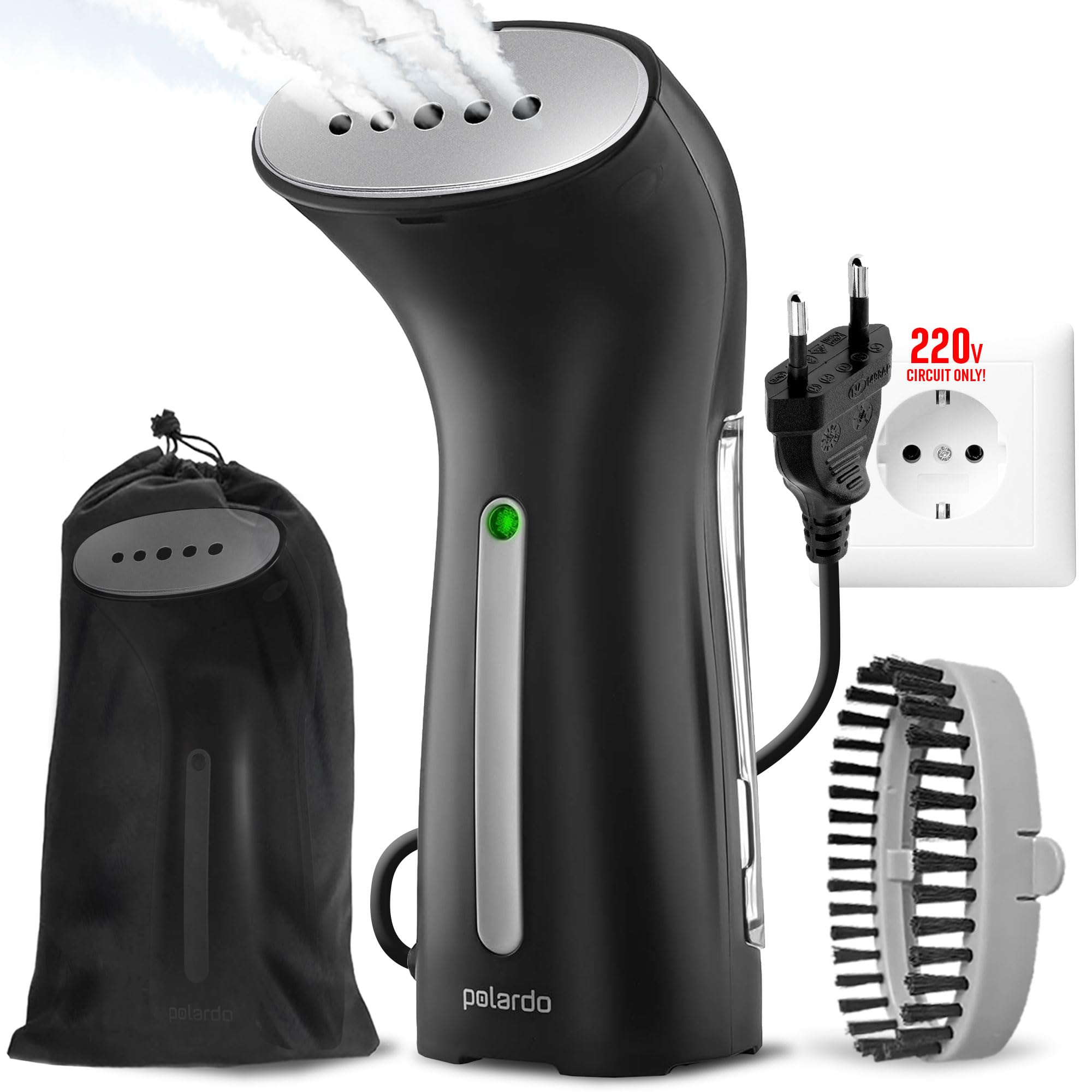 220V Handheld Portable Travel Garment Steamer for Europe - Fast 25s Heat Up, Metal Steam Head, Pump System - Mini Size Fabric Steamer for Clothes, Dresses, Suits & Home Use - Perfect for Travel, Office & Daily Wardrobe Care