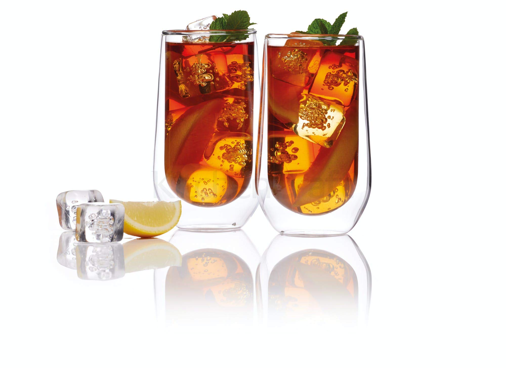KitchenCraft Le’Xpress Double Walled Insulated Highball Glasses - 12.8 oz (380 ml) Set of 2 - Shatterproof & Sweatproof for Cocktails, Iced Coffee & Cold Drinks - Perfect for Home Bars, Parties & Outdoor Use