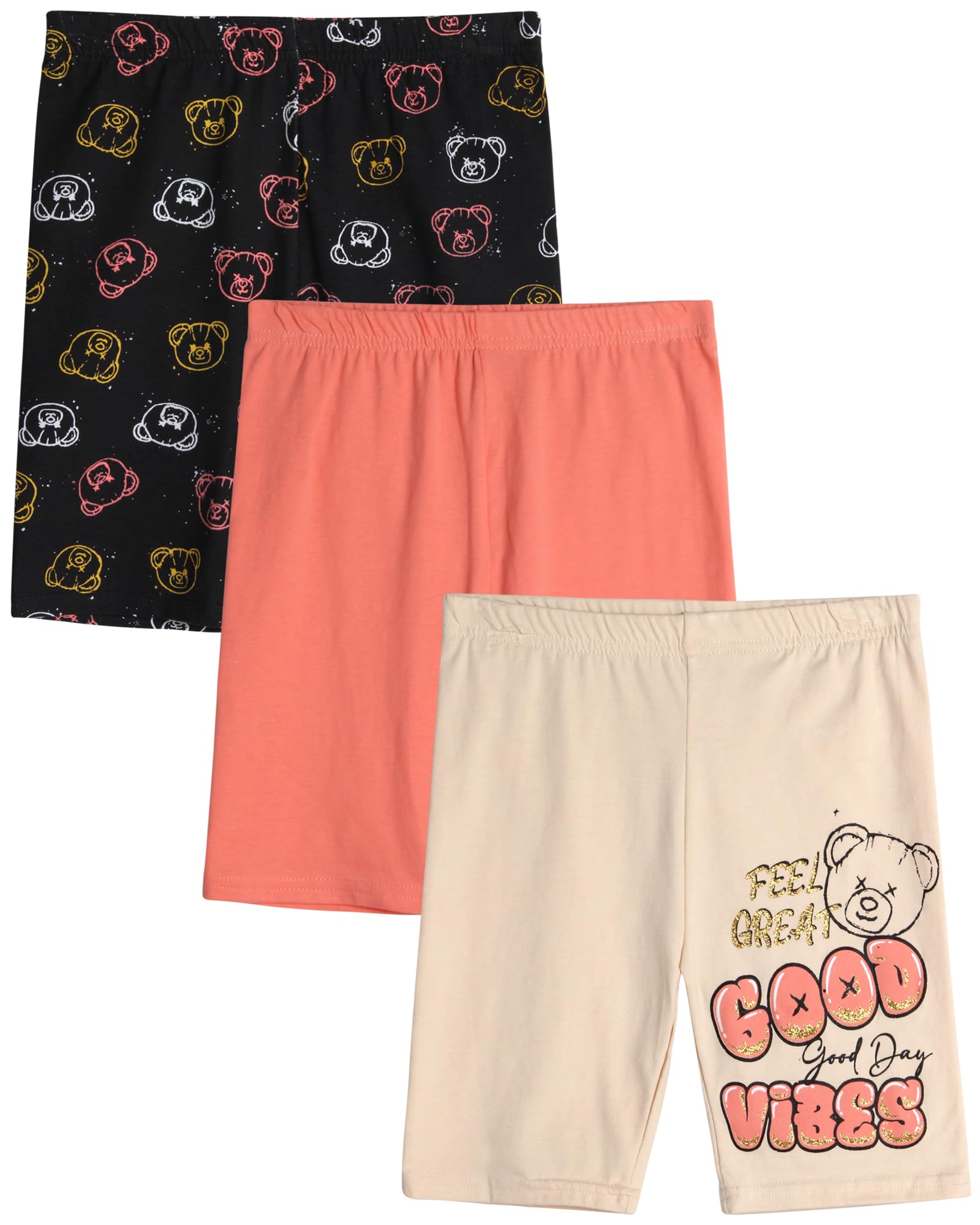 Real Love Girls' Active Shorts - 3 Pack Stretchy Bike Shorts for Gym, Yoga & Play - Cute Fashion Athletic Shorts for Girls Age 7-16 - Perfect for School, Sports & Everyday Wear