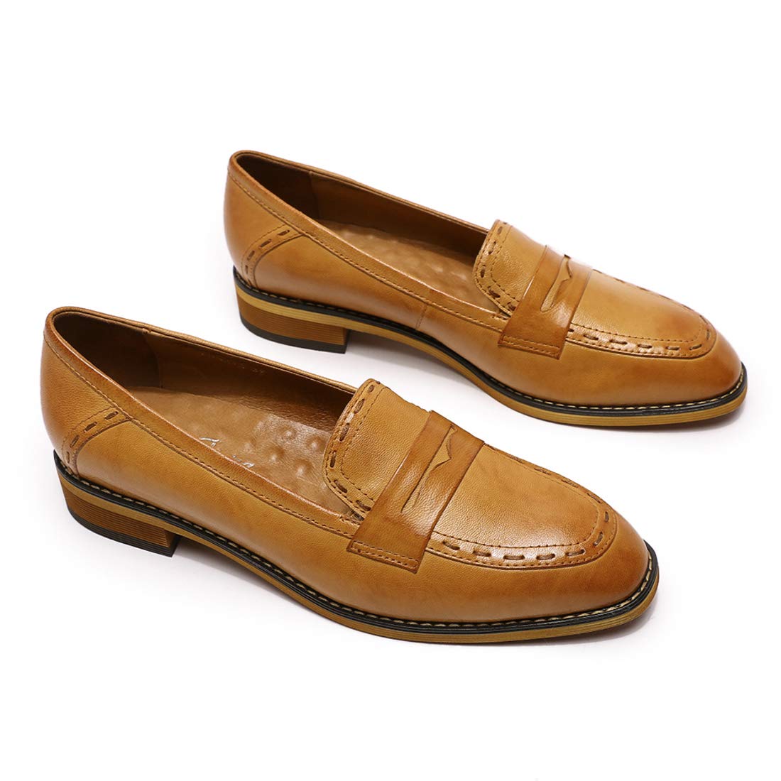 Women's Leather Penny Loafers Slip On Flats - Comfortable Office Shoes for Women, Casual Slip-On Loafers for Work & Everyday Wear | Perfect for Business, Travel & Walking