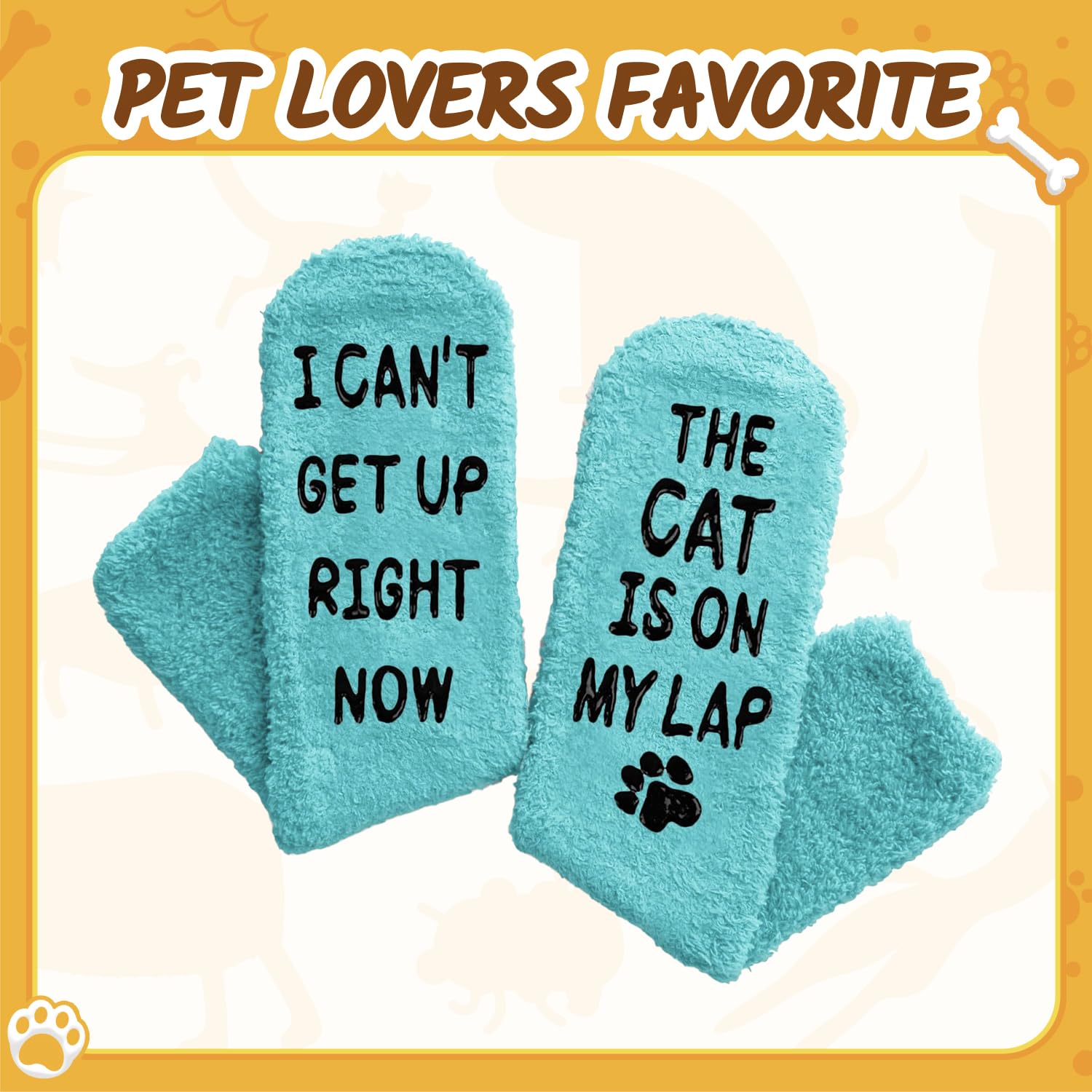 Funny Cat Socks for Women - Cute Fuzzy Green Socks as Unique Gifts for Mom, Cat Lovers & Her | Perfect for Mother's Day, Birthday Presents & Cozy Home Wear