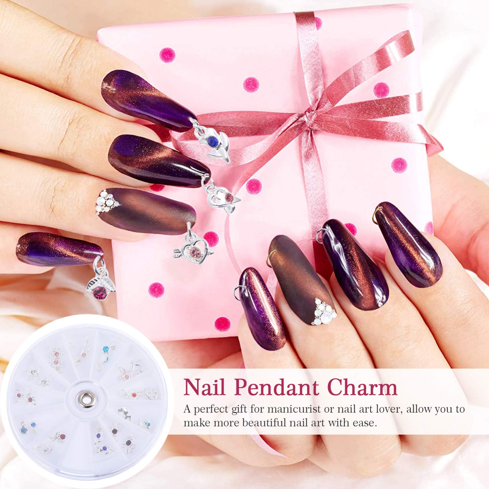 Beavorty 24pcs Nail Pendant Charms Set with Dangle Charms & Nail Piercing Drill - DIY Nail Art Decorations for Professional Nail Artists | Perfect for Salon, Home Manicure, and Nail Art Creations