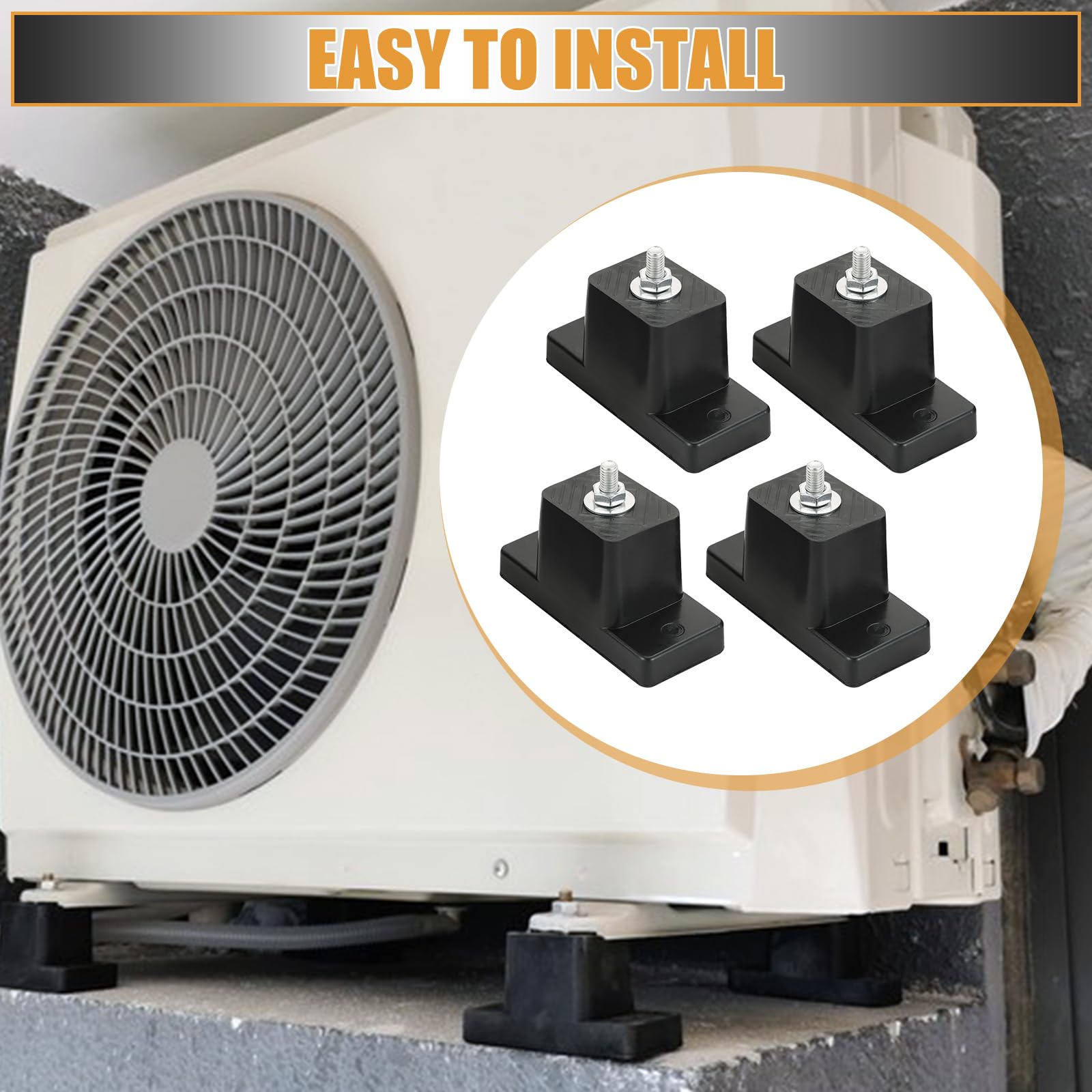 NATGAI 4Pack Rubber Vibration Isolator Mounts - Heavy Duty AC Bracket for Outdoor Mini Split Air Conditioner Condenser Units | Reduce Noise & Vibration for Home and Commercial HVAC Systems