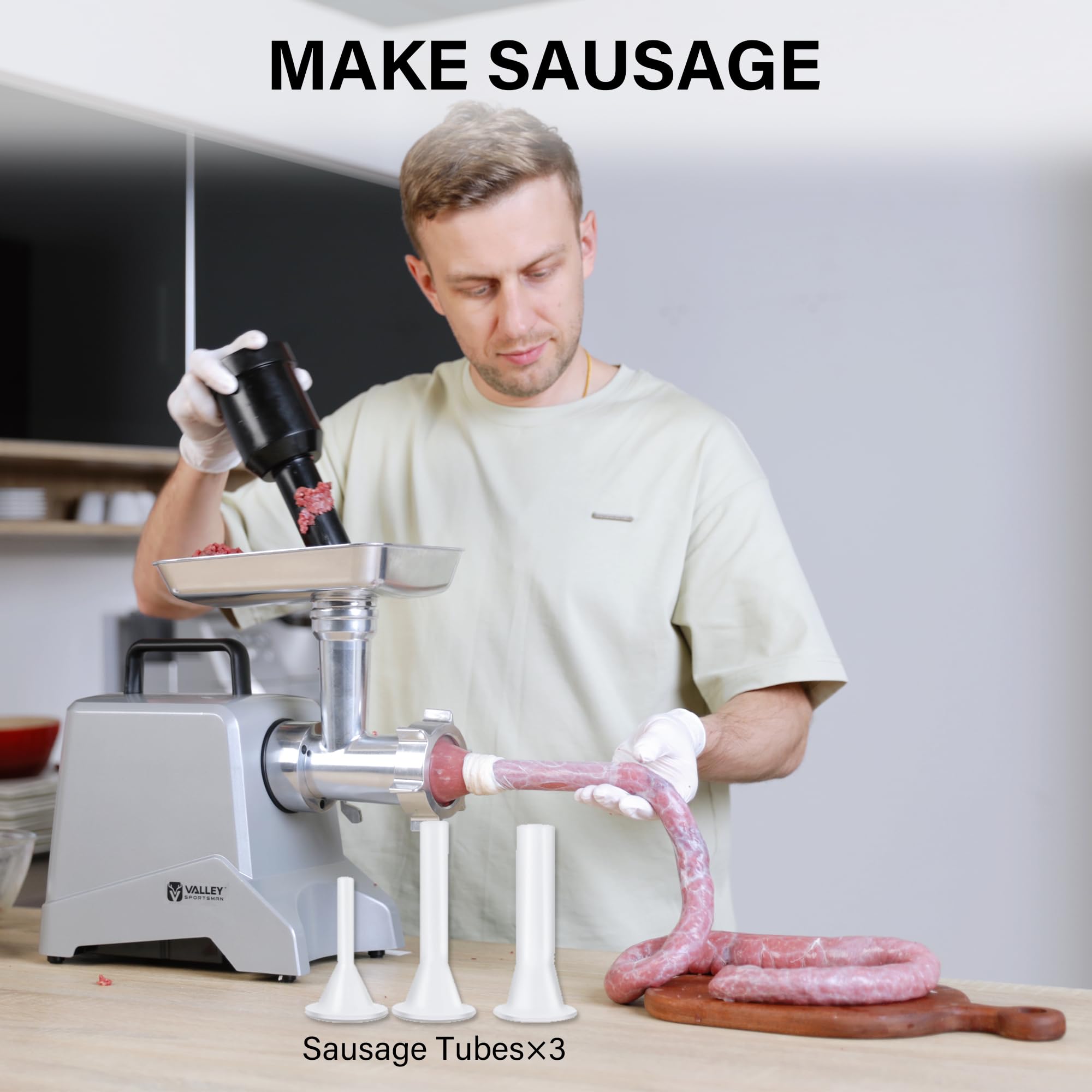 12 Meat Grinder - 575 Watt Heavy Duty Electric Meat Chopper & Sausage Stuffer - Commercial & Home Kitchen Use - Perfect for Ground Beef, Sausage Making & Food Prep (Silver)