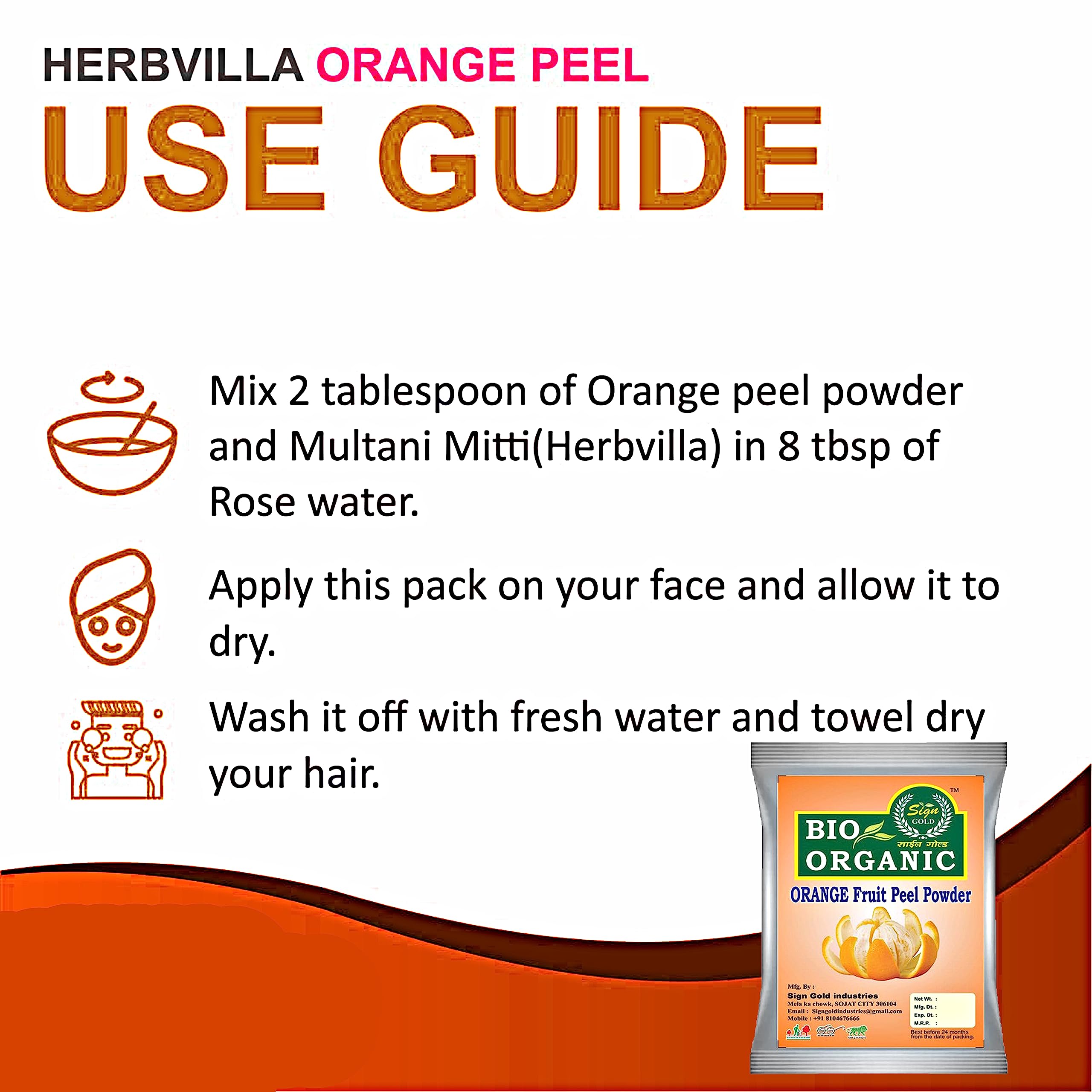 Gold Orange Fruit Peel Powder for Hair & Face - Natural Skincare & Haircare Solution - DIY Face Masks & Hair Treatments