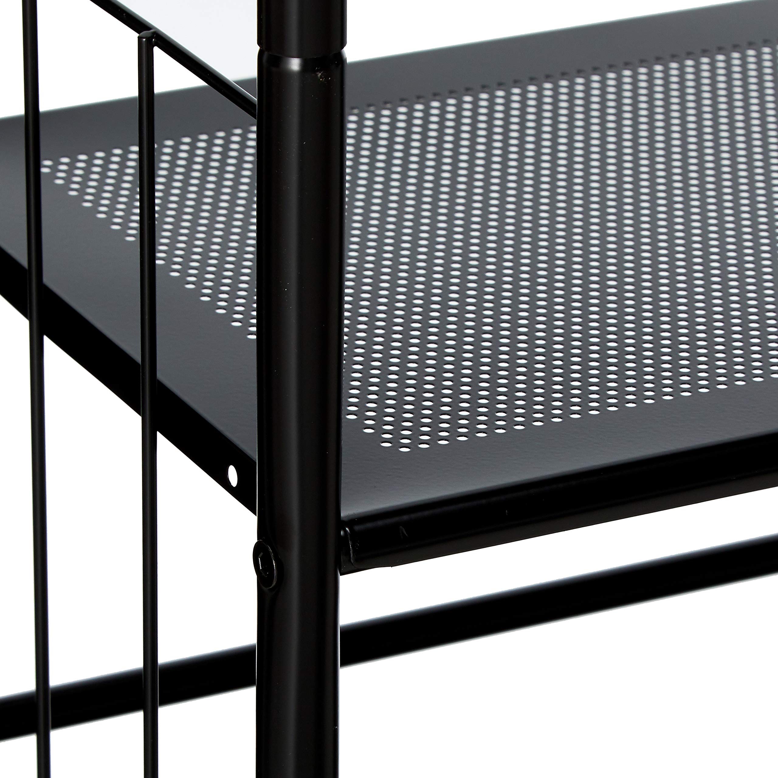 5-Tier Black Metal Bookshelf Rack - Heavy Duty Storage Shelf for Home Office, Living Room & Bedroom Organization | Space-Saving Bookcase for Books, Decor & Display