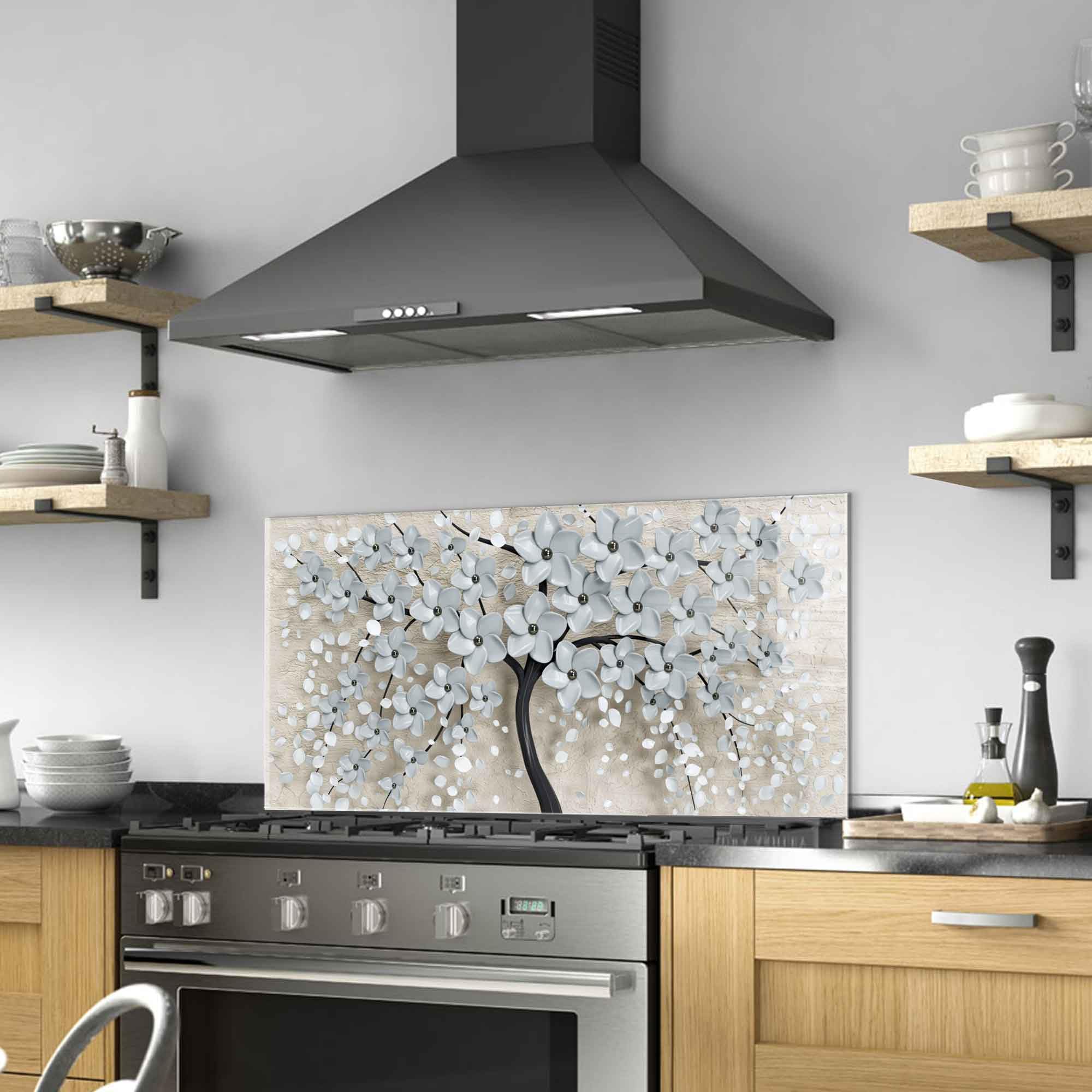 Premium 30x24 Inch Tempered Glass Kitchen Backsplash - Heat-Resistant Stove Splashback, Cutting Board & Sink Splash Guard | Modern Home Wall Decor for Cooking & Food Prep Areas