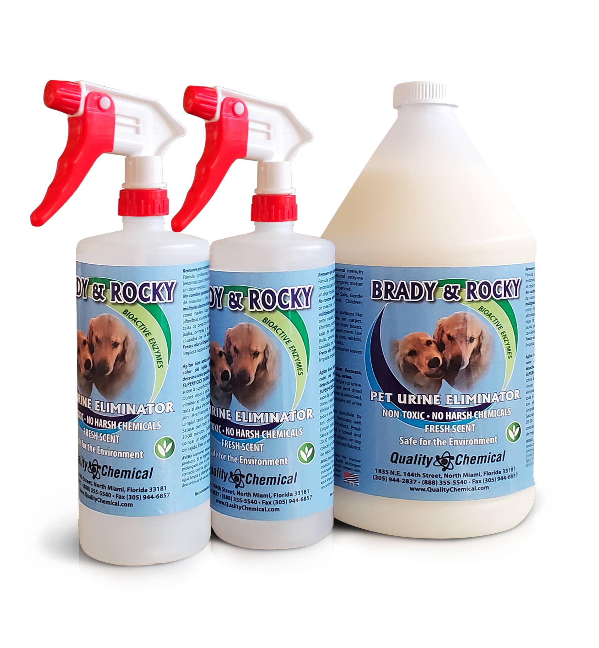 Premium Brady & Rocky Pet Urine Eliminator - Advanced Odor & Stain Remover for Carpets, Upholstery & Floors - 128oz Professional Strength Formula - Ideal for Dog Urine, Vomit & Pet Accidents - Home & Car Use