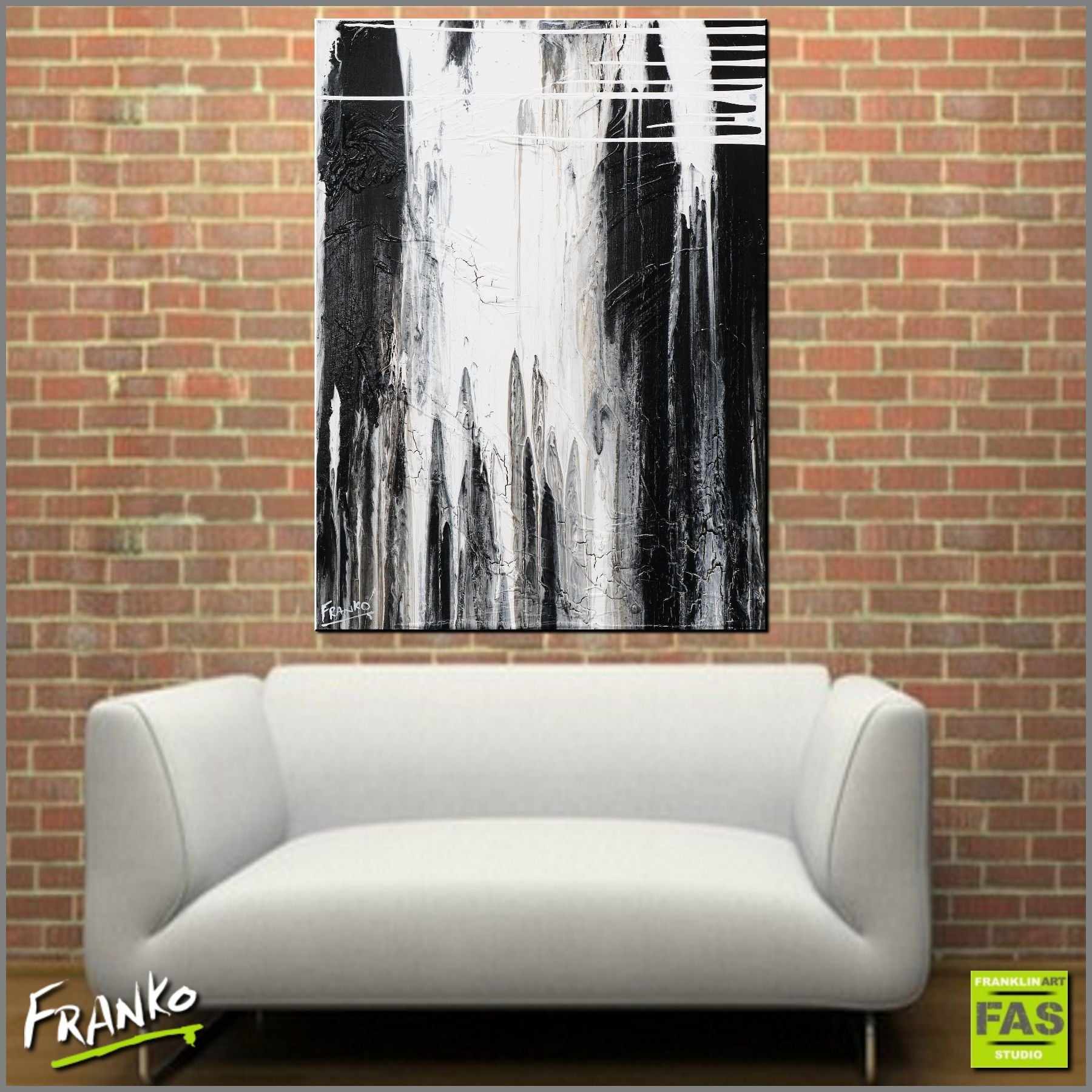 75cm x 100cm White Black Abstract Canvas Wall Art - Modern Decayed Moments Painting for Living Room, Bedroom & Office Decor