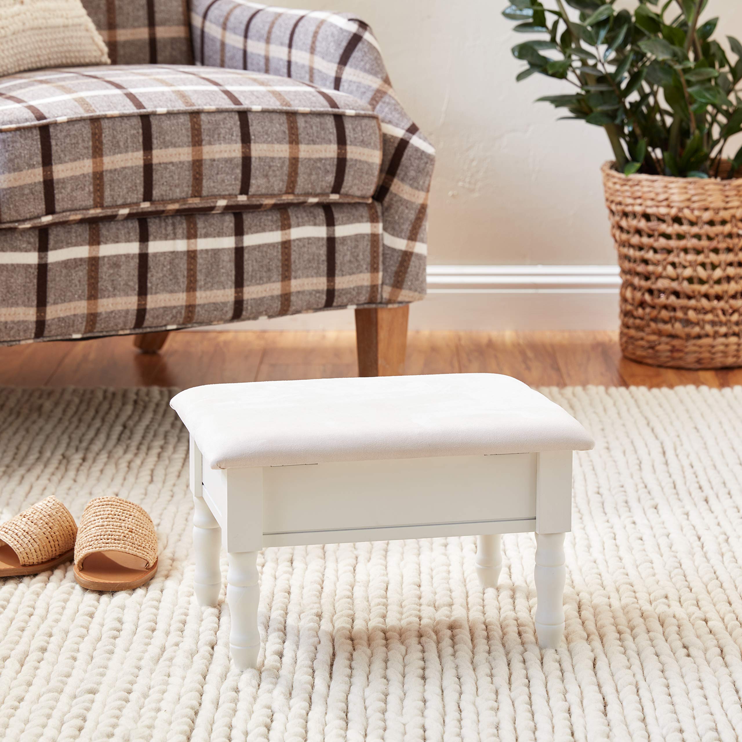 Frenchi Storage Footstool - White for Living Room & Bedroom