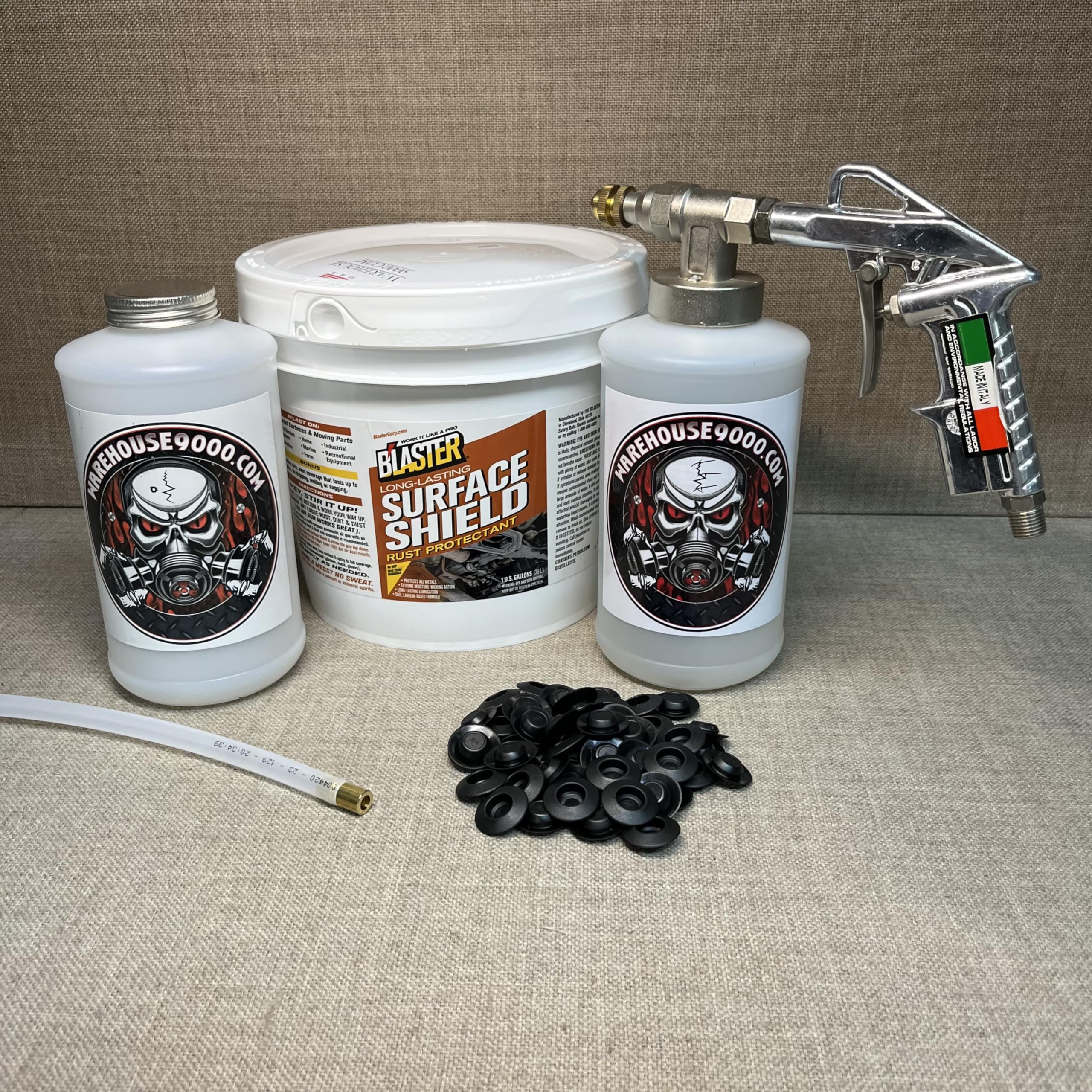 PB Blaster Surface Shield Gallon - Pro Undercoating Gun with 1 Straight Wand, 2 Quart Bottles & 50 Rust Plugs - Automotive Rust Protection for Trucks, Cars & Heavy Equipment