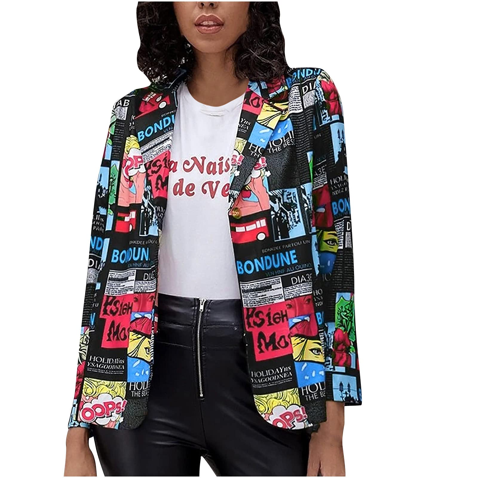 Vintage Women's Blazer - Casual Long Sleeve Open Front Cardigan for Work & Outfits