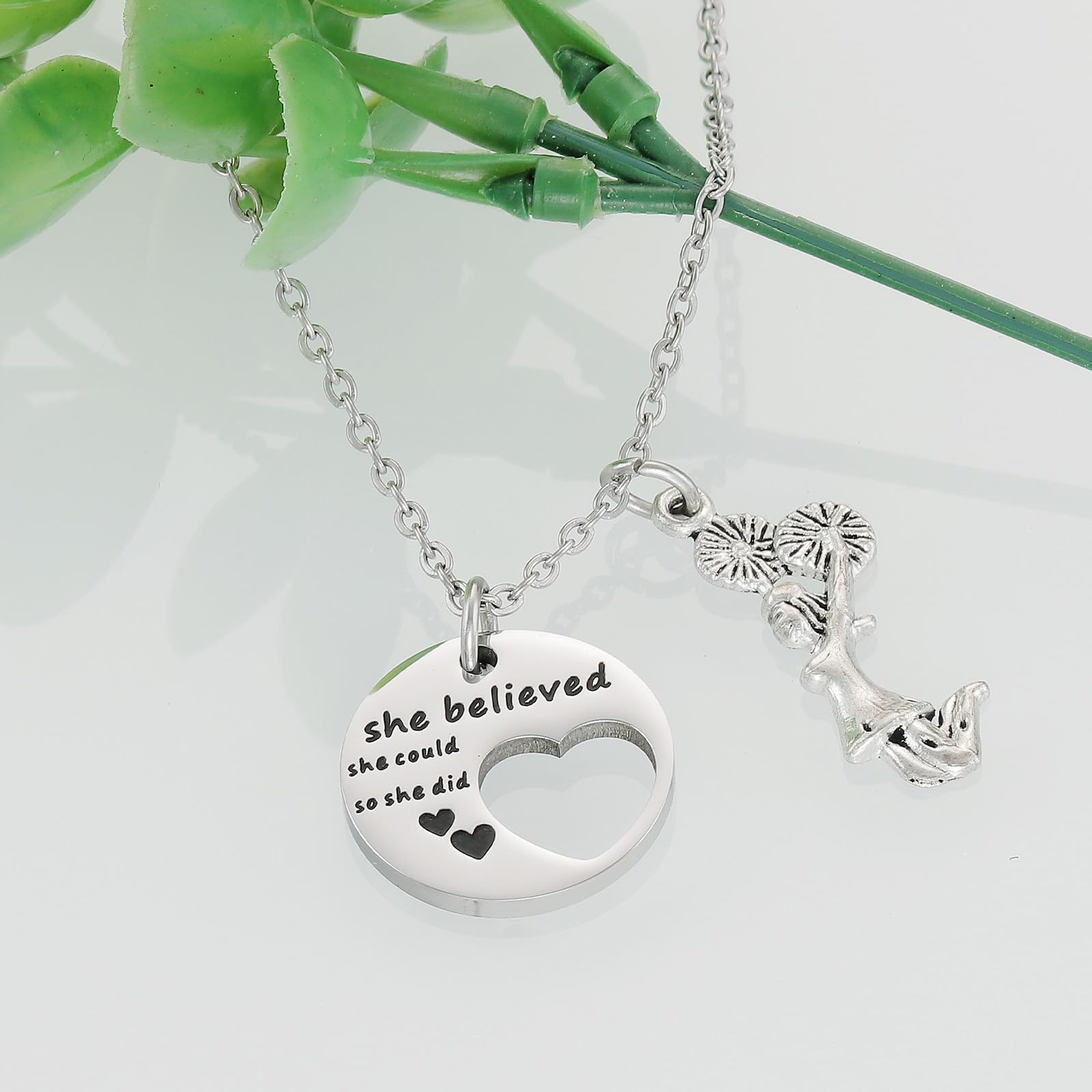 HUTIMY Inspirational Cheerleader Necklace - Motivational Charm Jewelry Gift for Teens & Cheerleaders - Perfect for Games, Competitions & Team Spirit Events