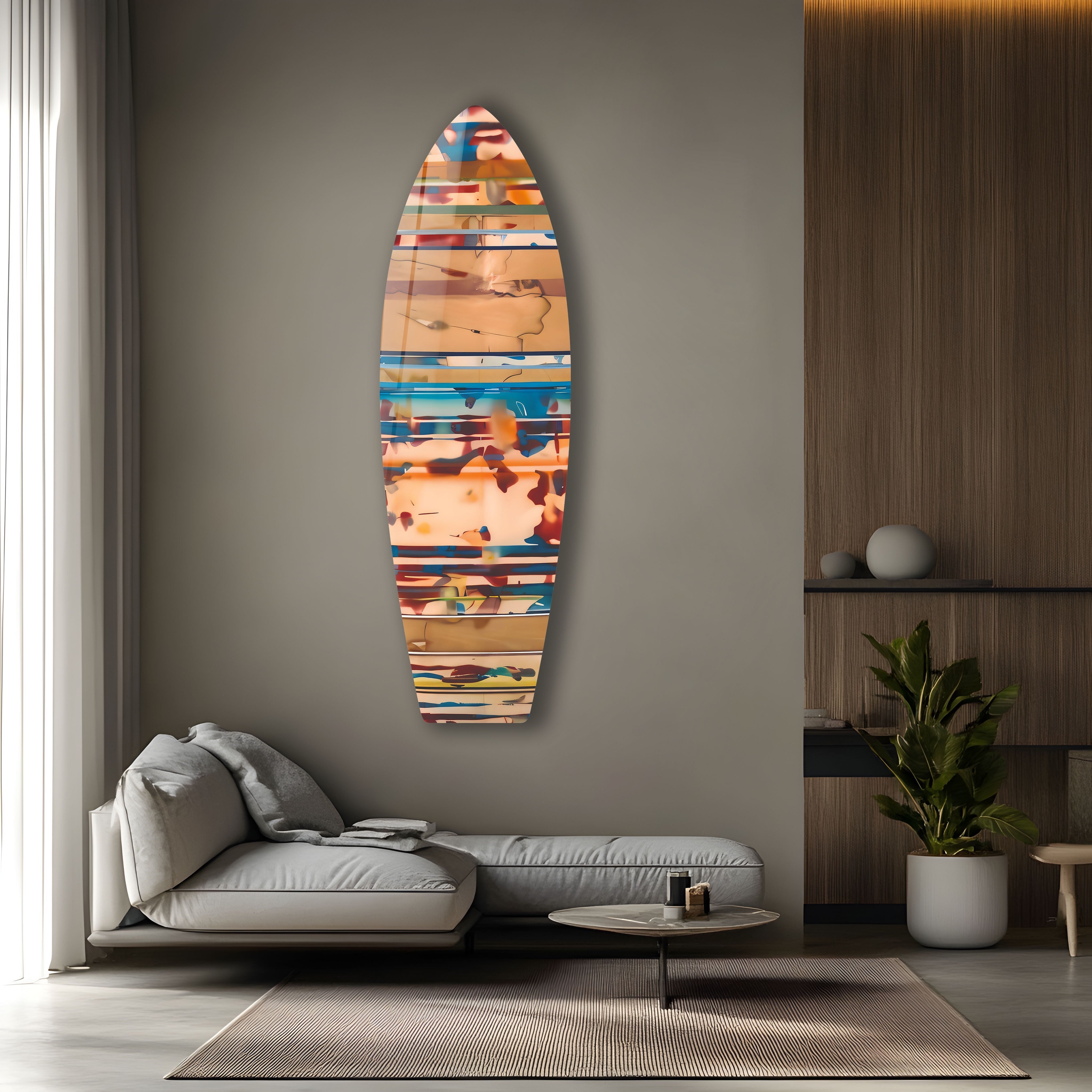 Stylish Beige Surfboard Wall Art Decor - Coastal & Beach Themed Home Decor for Living Room, Bedroom, or Office