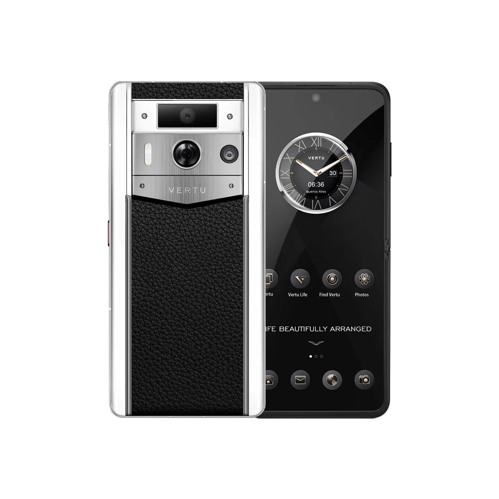 METAVERTU 2 White Calfskin Web3 AI Smartphone - Black (Silver Case) | Luxury Crypto Phone for Secure Transactions & Digital Nomads