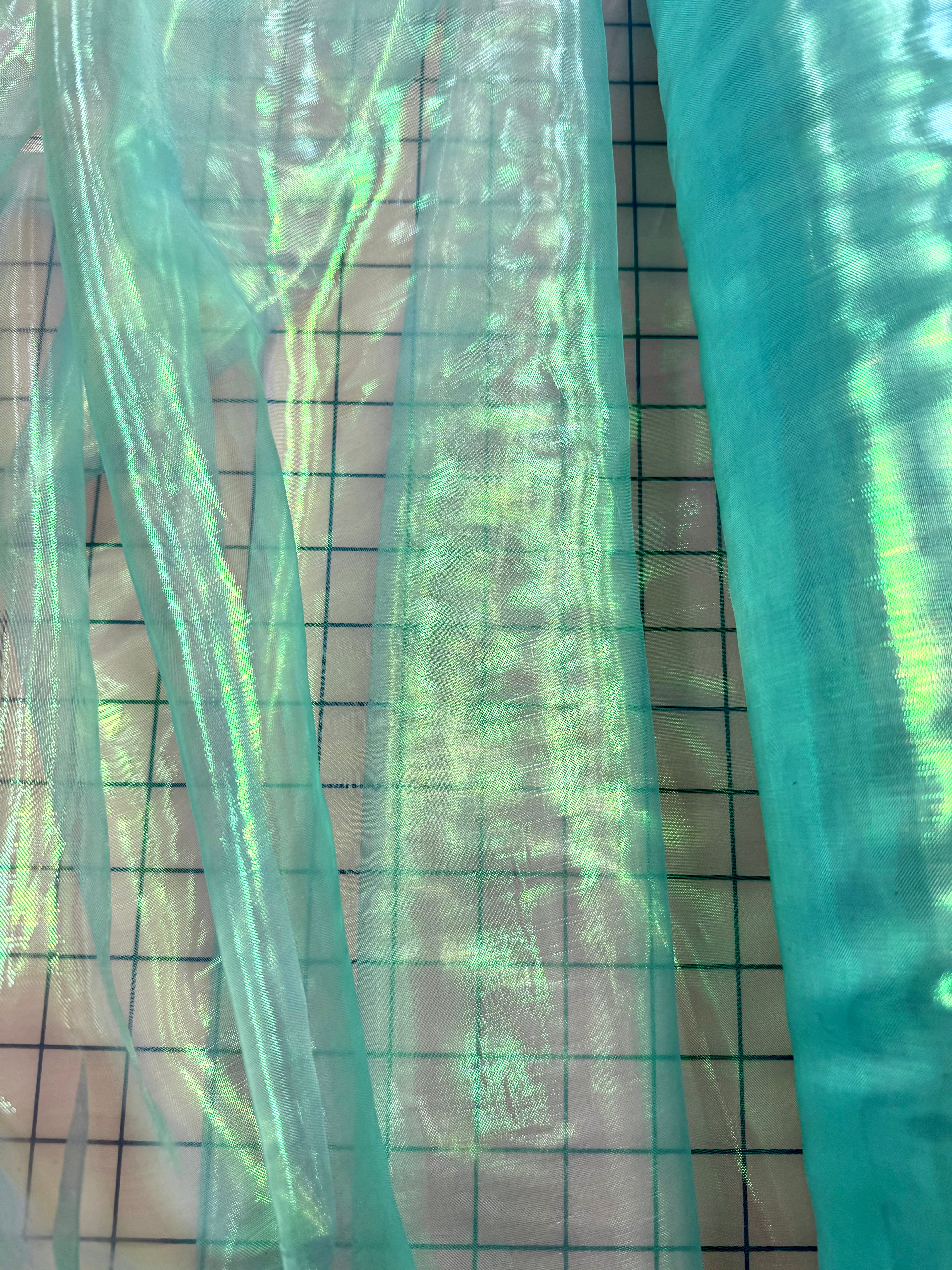 Iridescent Pearl Organza Fabric - 58/60 Inches Wide Aqua Blue - Perfect for Wedding Decor, Bridal Gowns & DIY Craft Projects