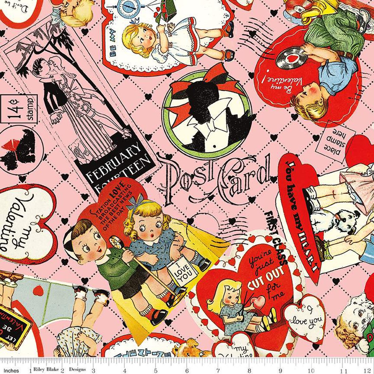 J. Wecker Frisch Take Heart Pink Fabric by the Yard - Soft Cotton Material for Quilting, Sewing & DIY Crafts