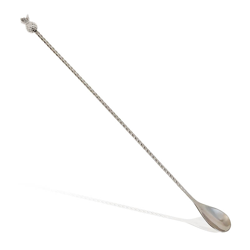 BarConic® 30cm Stainless Steel Pineapple Bar Spoon - Professional Cocktail Mixing Tool for Bartenders & Home Bars - Perfect for Mojitos, Martinis & Craft Cocktails
