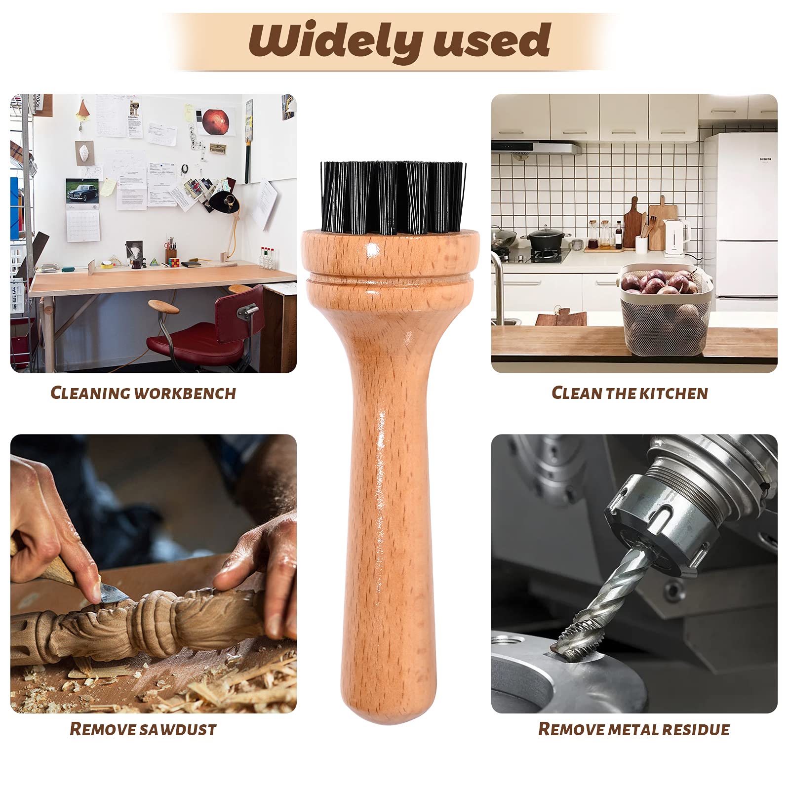 FOSHIO Vinyl Wrap Rivet Brush - Reflective Film Cleaning Tool for Graphics, Wooden Handle Washing Brush - Portable Household Cleaning Kit for Home, Kitchen, Office & Car (Perfect for Vinyl Installation, Auto Detailing & Surface Maintenance)