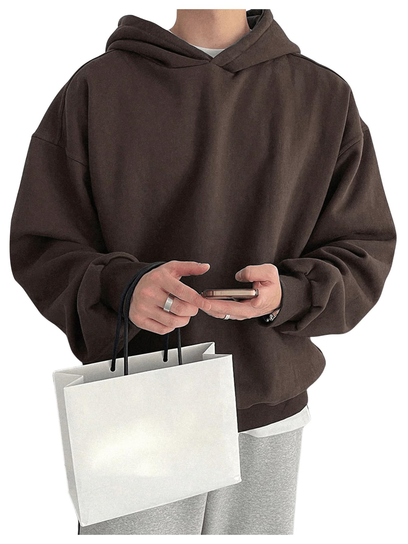 SOLY HUX Men's Oversized Hoodie - Long Sleeve Drop Shoulder Pullover Sweatshirt with Hood | Casual Streetwear for Men | Perfect for Lounge, Gym, and Outdoor Activities