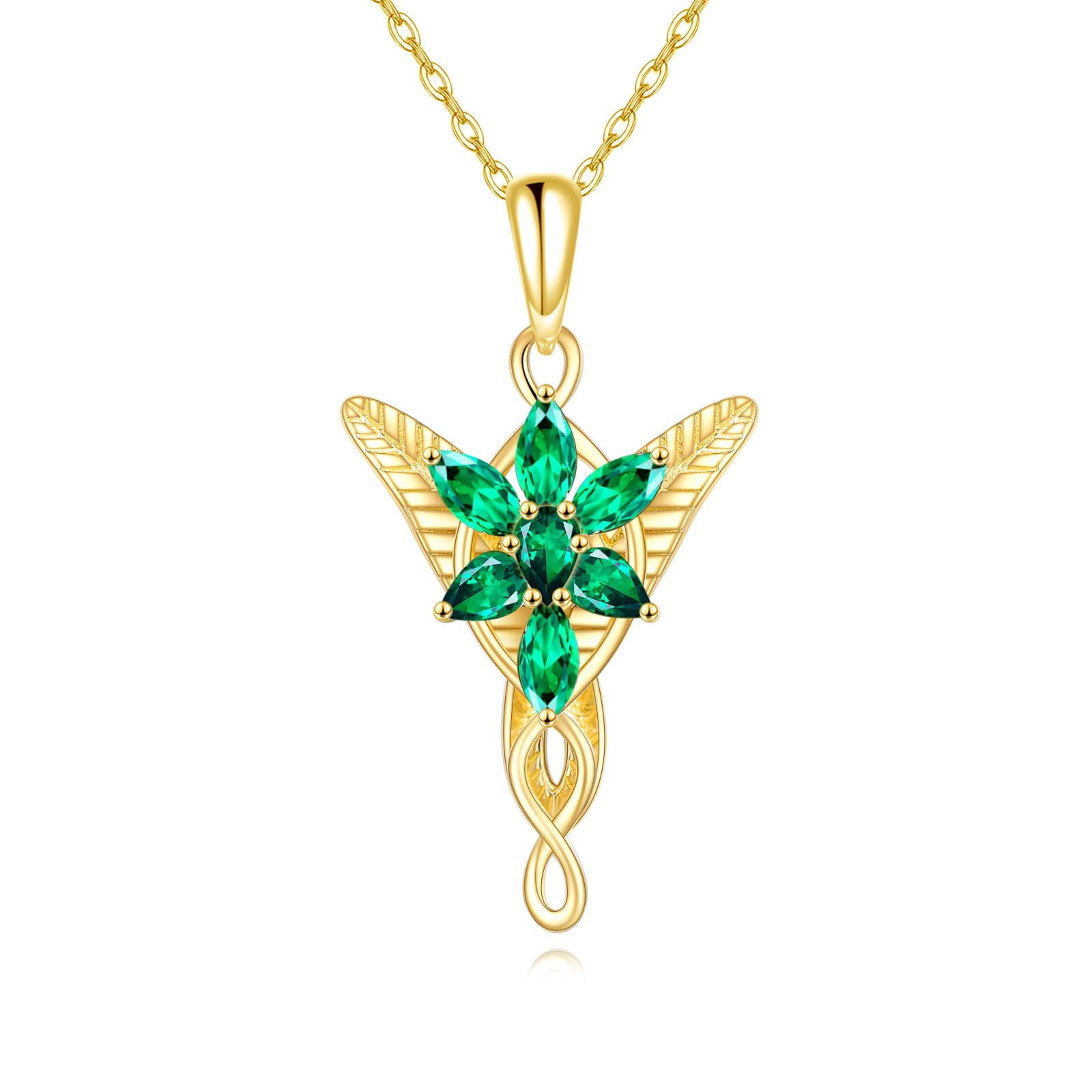 14K Gold Arwen Evenstar Necklace for Women - Elegant Elven Jewelry Gift for Mother's Day, Valentine's Day & Special Occasions | Perfect for Weddings, Anniversaries and Fantasy Lovers