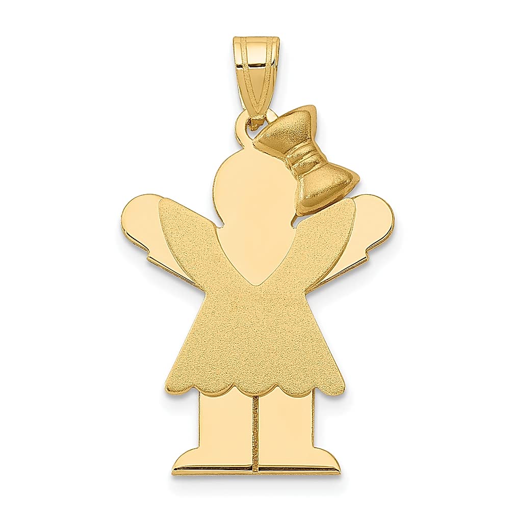 14K Yellow Gold Solid Engravable Bow Charm Necklace for Women - Elegant Baby Girl Pendant Jewelry - Perfect Gift for Her, Birthday, Anniversary & Special Occasions