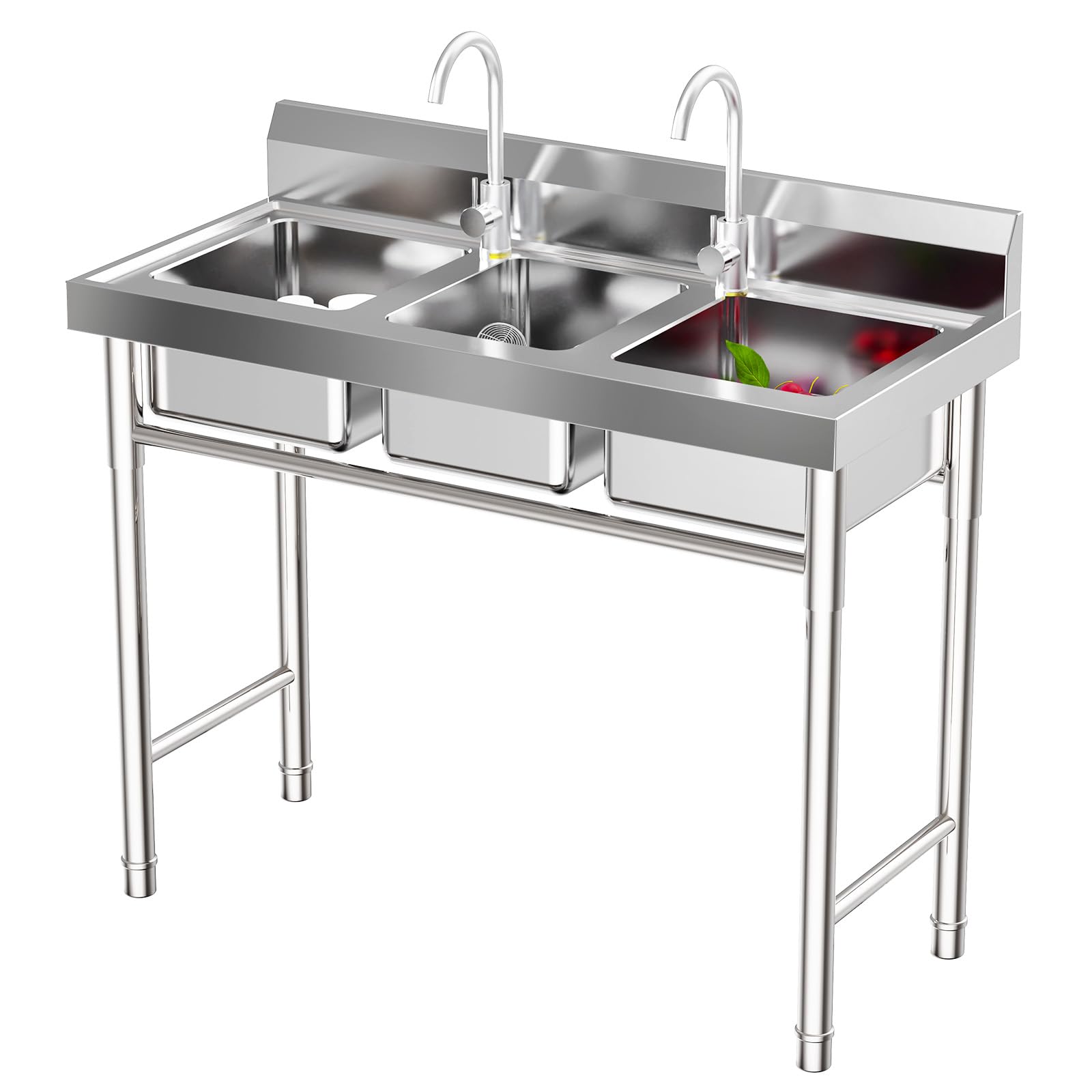 3-Compartment NSF 304 Stainless Steel Commercial Utility Sink with 11