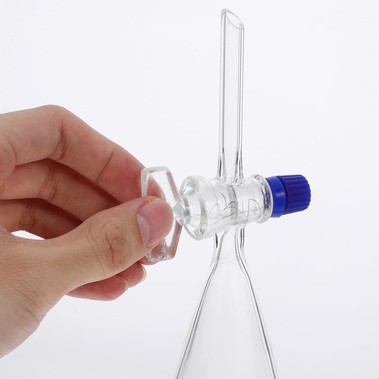 Premium 125ml Borosilicate Glass Separatory Funnel with PTFE Stopcock - Heavy Wall Laboratory Pear-Shaped Funnel for Liquid Extraction, Chemical Separation & Essential Oil Distillation - Perfect for Chemistry Labs, Research Facilities & Home Science Experiments