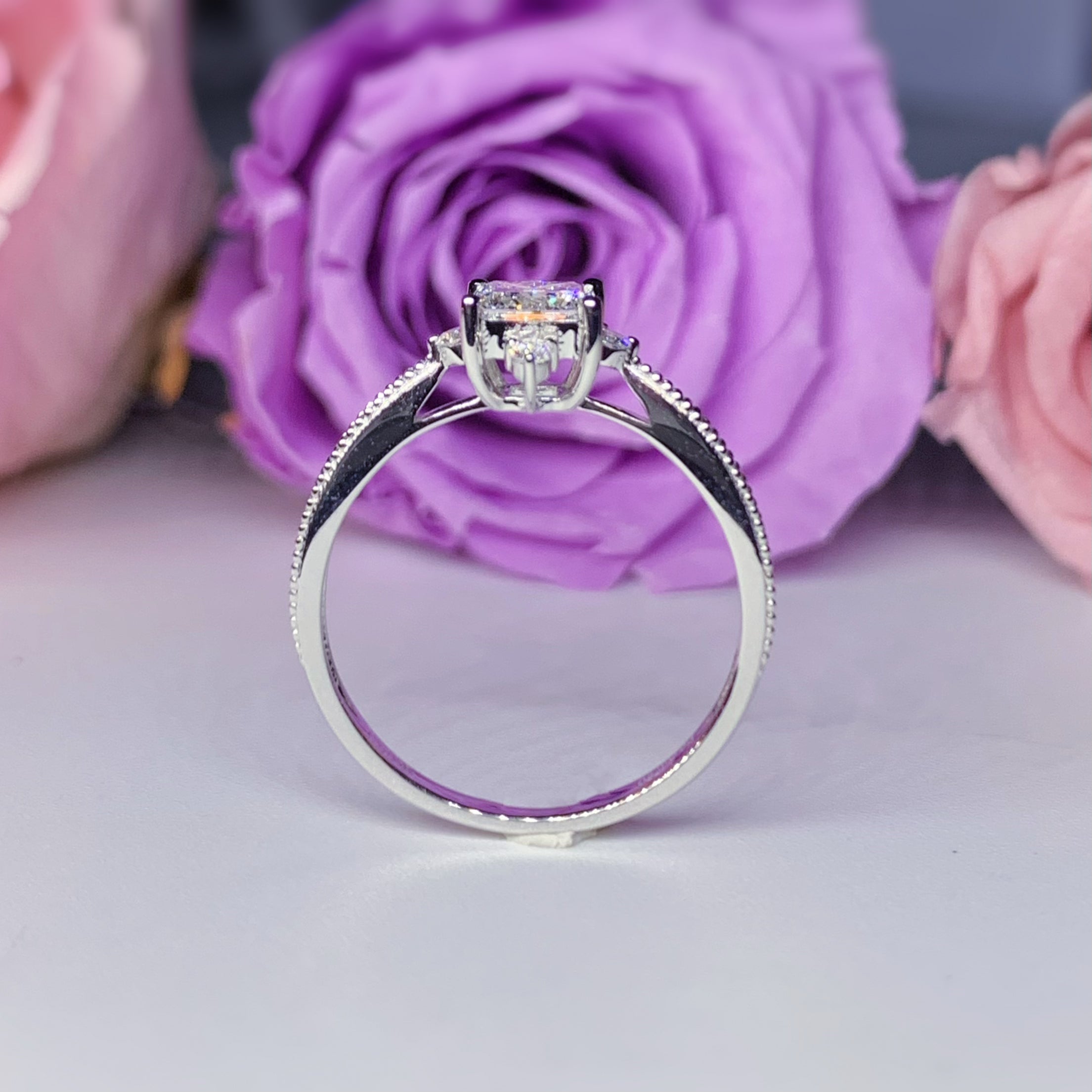 Princess Cut Halo Diamond Engagement Ring Setting - 14K White Gold Solitaire Wedding Band for Women, Perfect Proposal Gift & Anniversary Jewelry (LGR072S)
