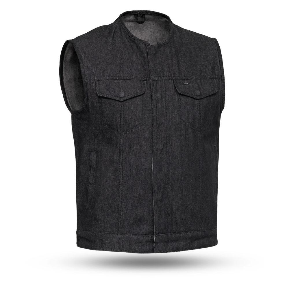 Eagle Leather Men's Haywood Denim Vest - Vintage Style Distressed Denim Jacket for Men, Casual Biker Vest with Multiple Pockets | Perfect for Motorcycle Riding, Outdoor Adventures & Streetwear Fashion