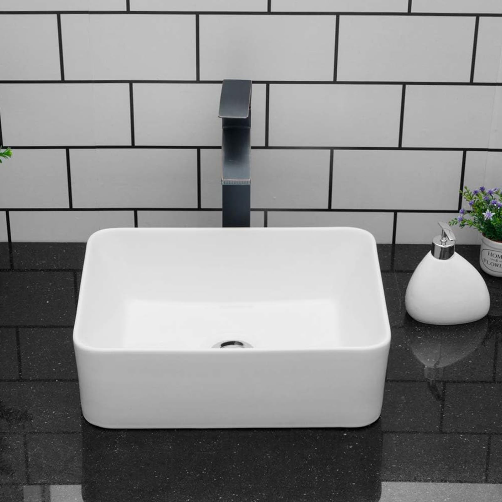 Modern White Porcelain Rectangular Vessel Sink - 16