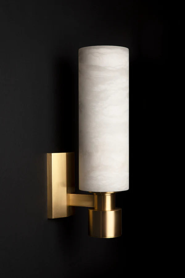 Elegant Ashton Alabaster Wall Sconce - Modern Plug-in Light Fixture for Bedroom, Hallway & Living Room Decor