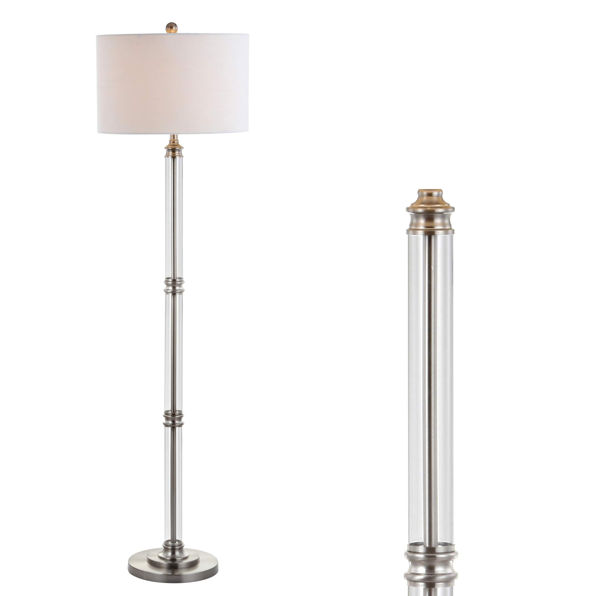 JONATHAN Y JYL3058A 60-Inch Modern Floor Lamp in Polished Nickel with Clear Glass - Contemporary Elegant Lighting for Living Room, Bedroom, Office & Hallway | Perfect for Reading Nook, Home Office & Entryway Decor