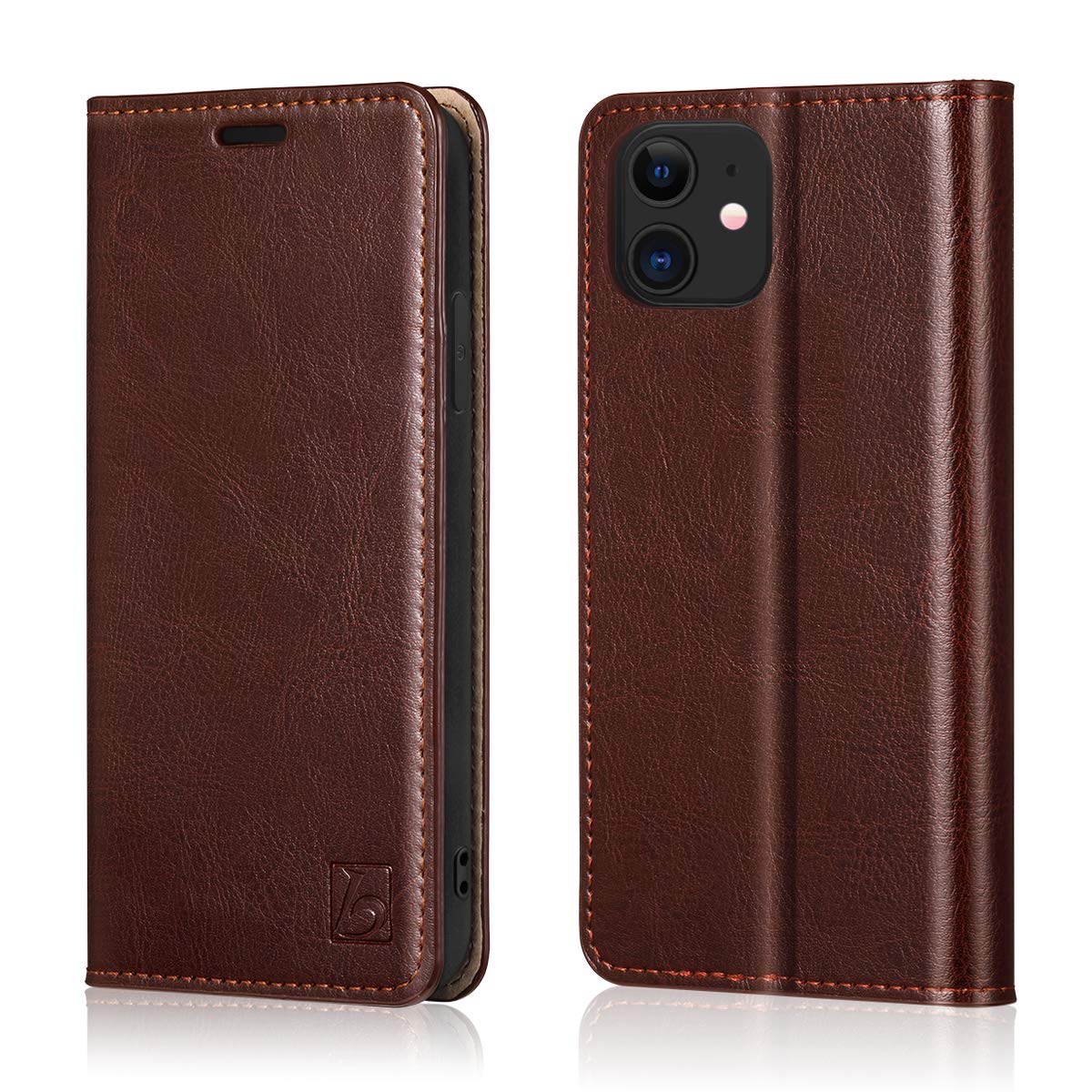 Belemay Genuine Cowhide Leather Wallet Case for iPhone 12 Mini 5G (5.4