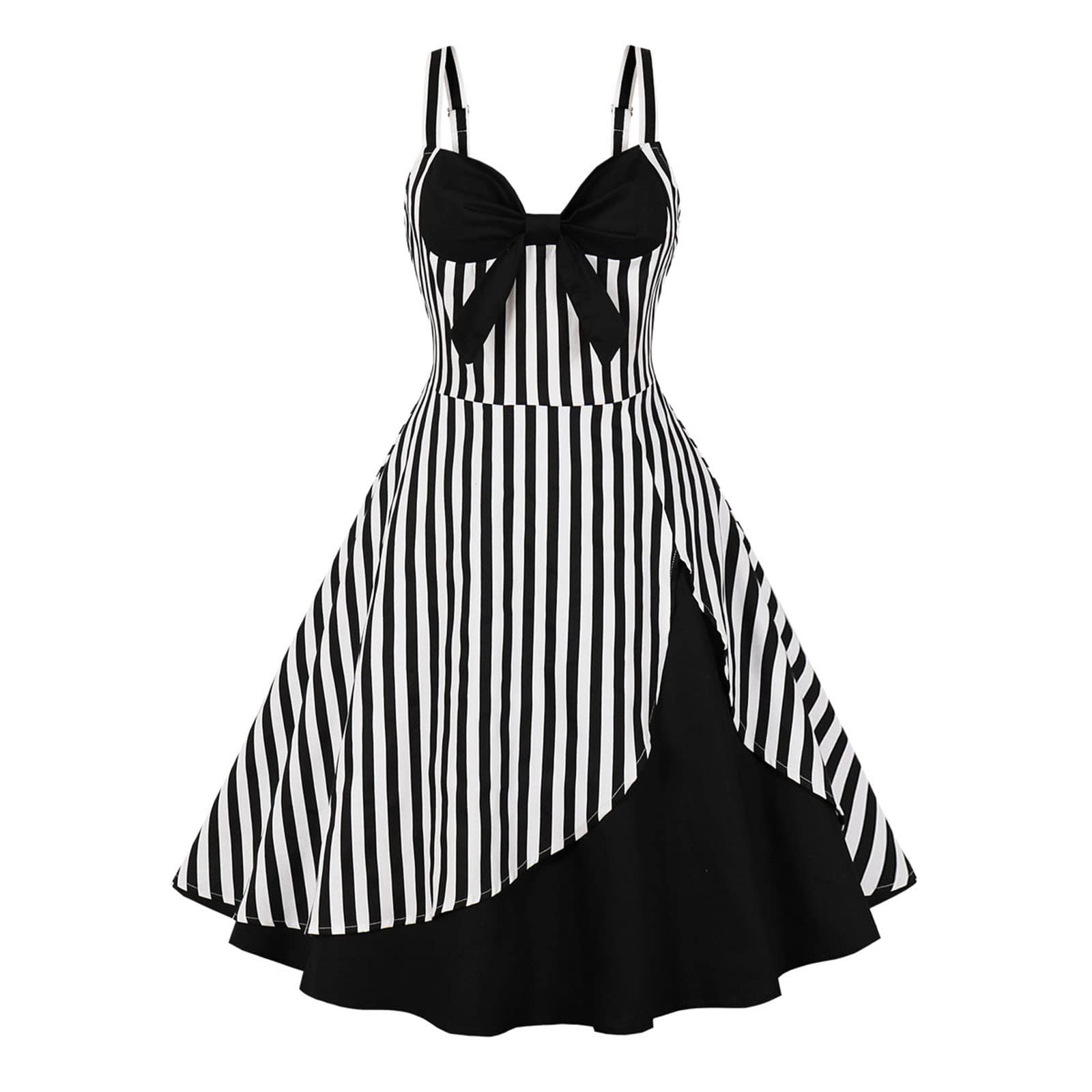 Women's Summer Sleeveless Floral Bow Dress 2022 - Retro Style Spaghetti Strap Formal Prom Dress Plus Size | Perfect for Weddings, Parties & Special Occasions