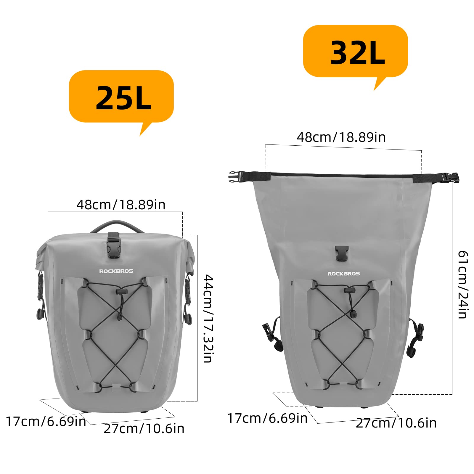 **ROCKBROS Waterproof Bike Panniers – 30L Large Capacity Rear Rack Bag for Cycling, Travel & Commuting – Ideal for Bikepacking, Grocery Runs & Daily Rides**
