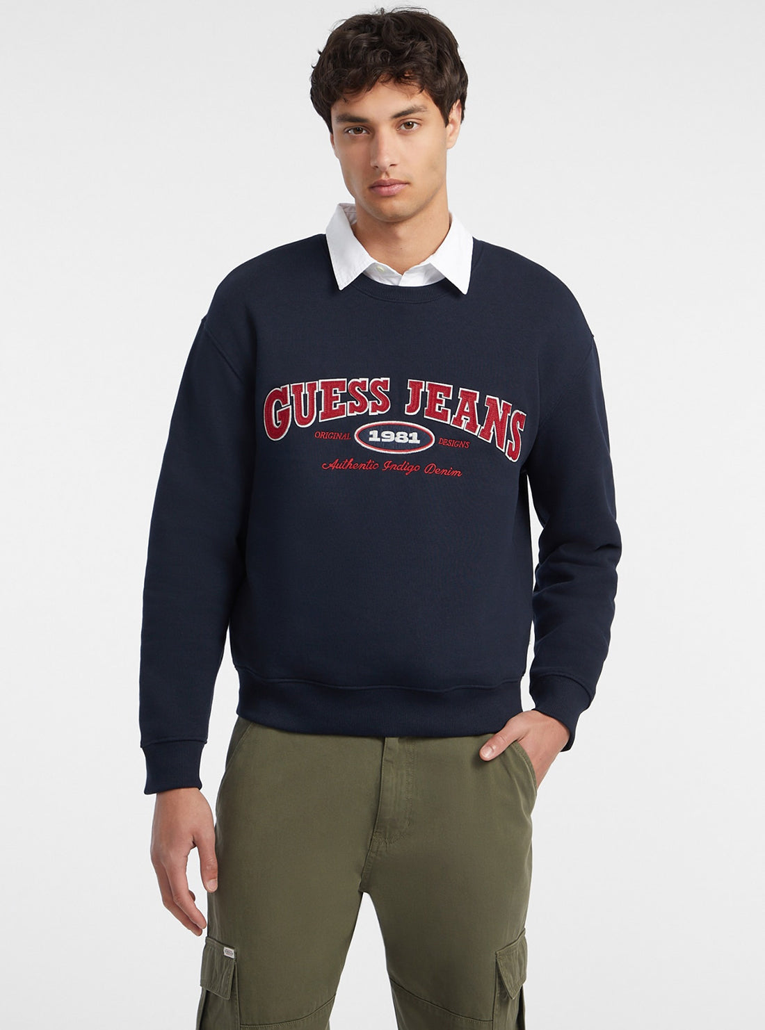 Guess Women's Navy Blue Original Jumper - Stylish Casual Denim Jacket for Everyday Wear, Date Nights & Weekend Outings