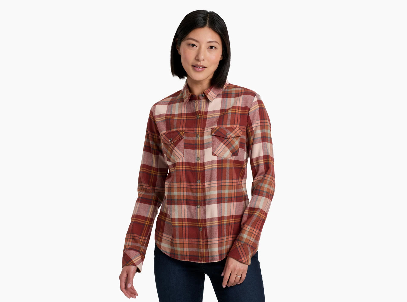 Kuhl Tess Flannel Long Sleeve Shirt for Women - Soft & Comfortable Plaid Flannel Top for Outdoor Adventures & Casual Wear