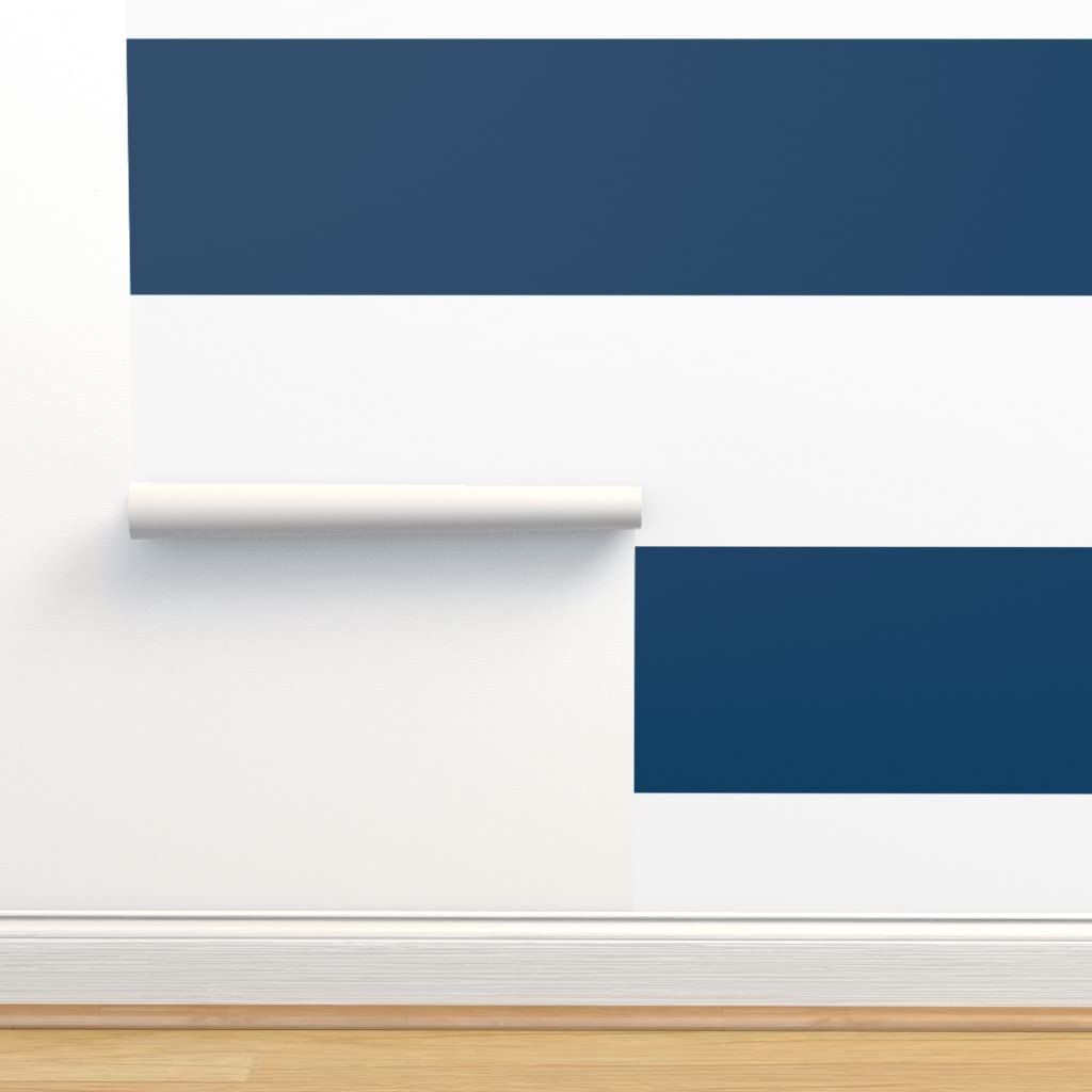 Self-Adhesive Removable Wallpaper 6ft x 2ft - Navy Blue Striped Peel & Stick Wallpaper for Bedroom, Living Room, Nursery Decor | Easy to Install & Reposition