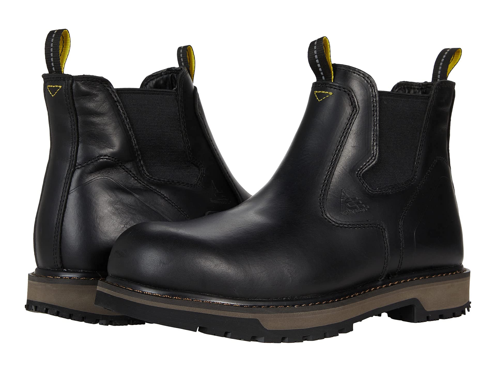 ACE Firebrand Men's Soft Toe Slip & Water Resistant Work Boots - Black, Size 9.5 - Durable Safety Footwear for Construction, Warehouse & Outdoor Work