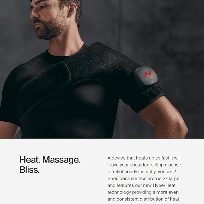 Hyperice Venom 2 Shoulder Massage Therapy Wrap - One Size Fits Most, Neoprene & Silicone Pain Relief for Neck, Back & Shoulders - Perfect for Athletes, Office Workers & Post-Workout Recovery