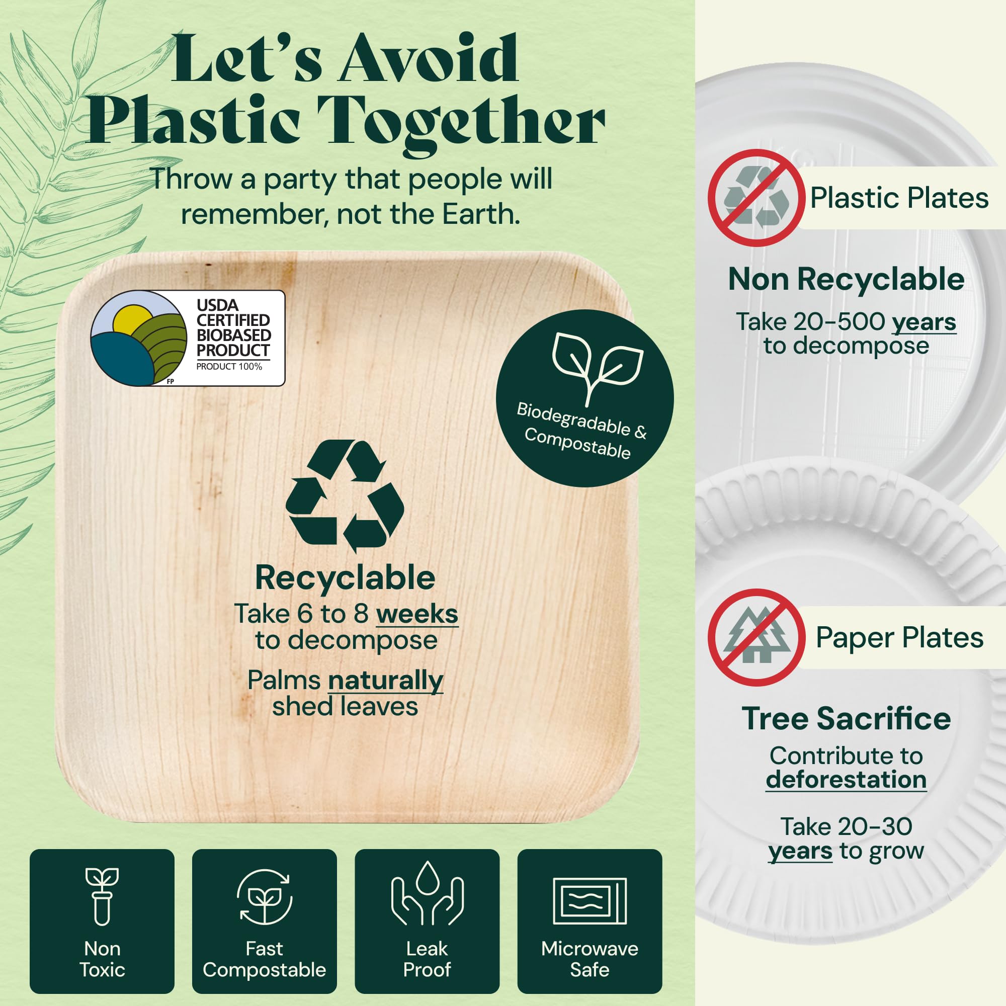Eco-Friendly Compostable Palm Leaf Plates - 7
