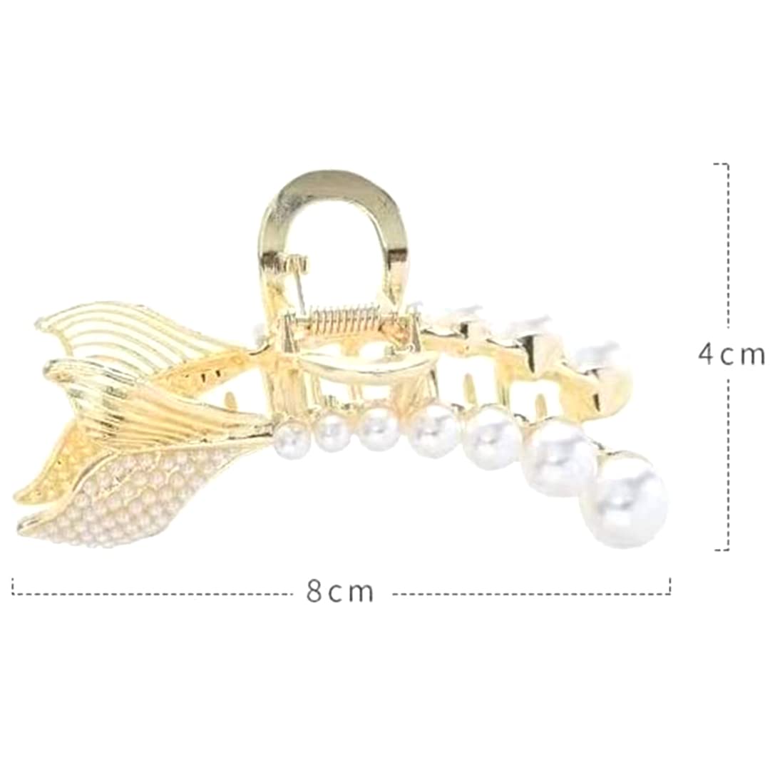 Mermaid Tail Pearl Hair Claw Clips for Women & Girls - Elegant Hair Clips, Hairpins & Hair Accessories (Pack of 1) - Perfect for Weddings, Parties & Everyday Styling