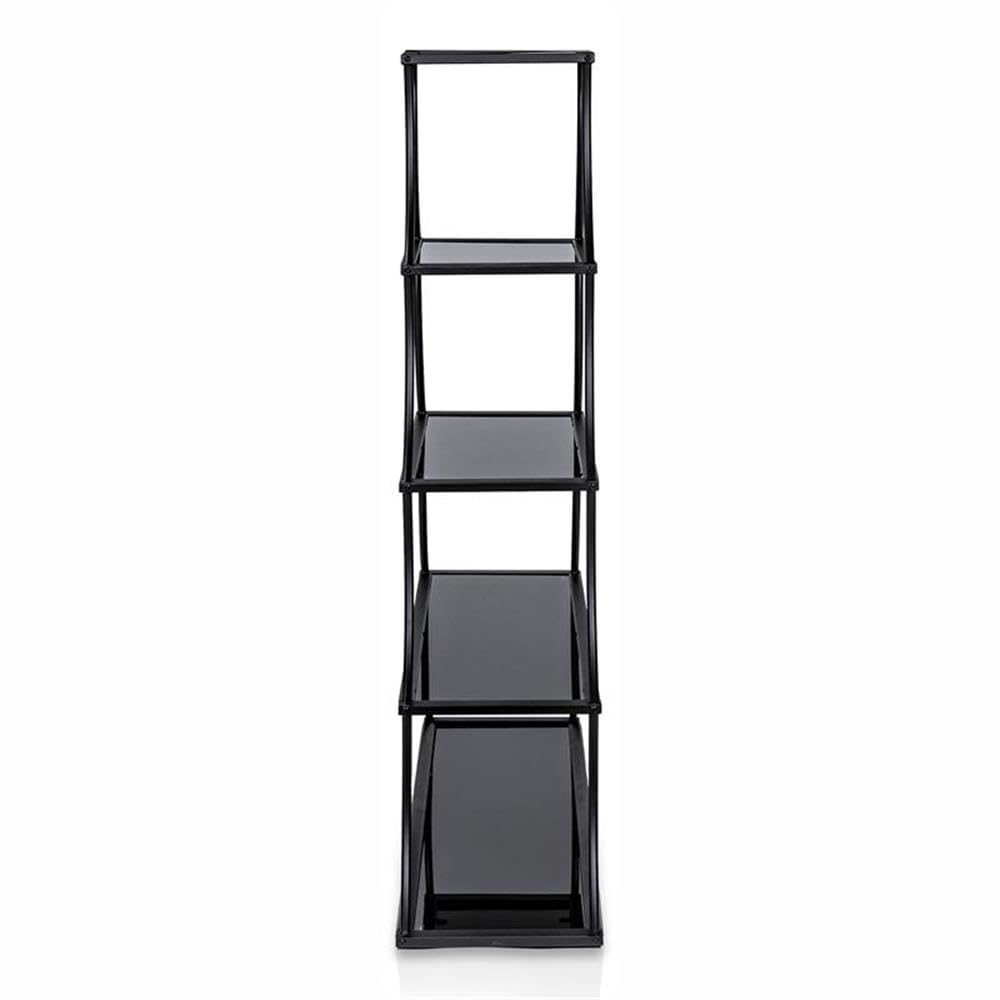 Furniture of America Kladden Industrial Metal 5-Shelf Bookcase in Sand Black - Sturdy Storage for Books, Decor & Office Supplies | Perfect for Home, Office & Library Organization