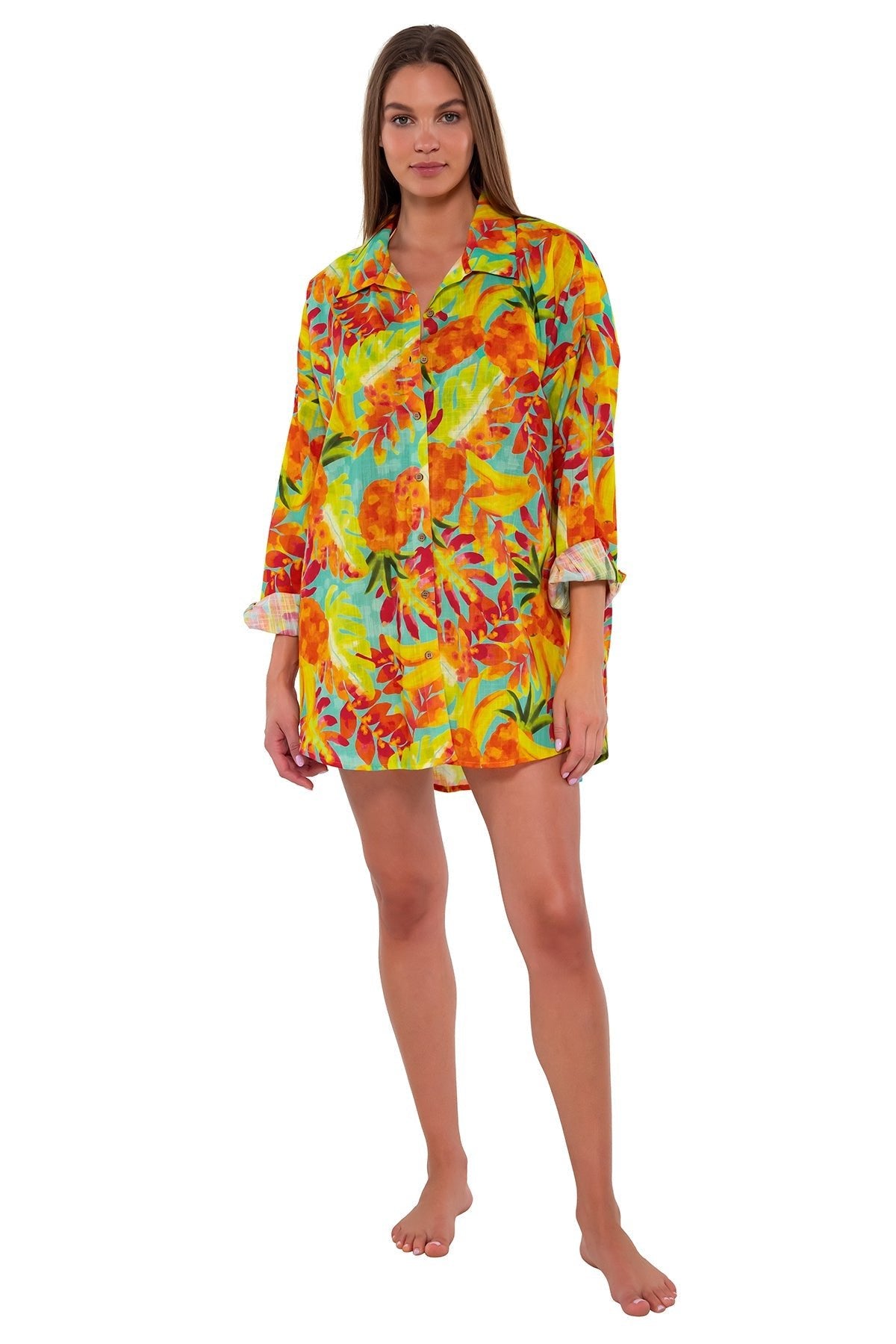 Stylish Sunset Lush Luau Delilah Hawaiian Shirt for Women - Perfect for Beach Vacations, Summer Parties & Tropical Getaways