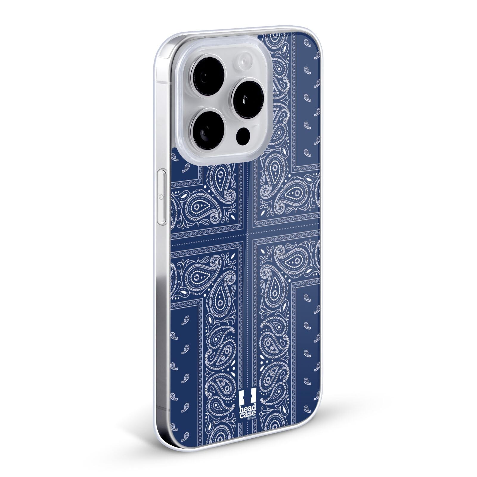 Head Case Designs Cross Blue Classic Paisley Bandana Soft Gel Phone Case Compatible with Apple iPhone 12 & iPhone 12 Pro - Stylish Protection for Everyday Use, Travel & Outdoor Activities