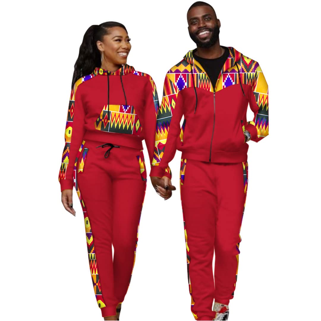 African Print Couple Outfits for Women & Men - 2-Piece Matching Summer Tops & Pants Set (4XL) | Perfect for Beach Vacations, Cultural Events & Romantic Getaways