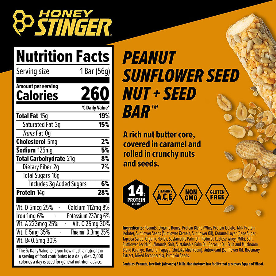 Organic Peanut Sunflower Seed Nut & Seed Bar - High Protein Snack for Hiking, Travel & Healthy On-the-Go Energy Boost